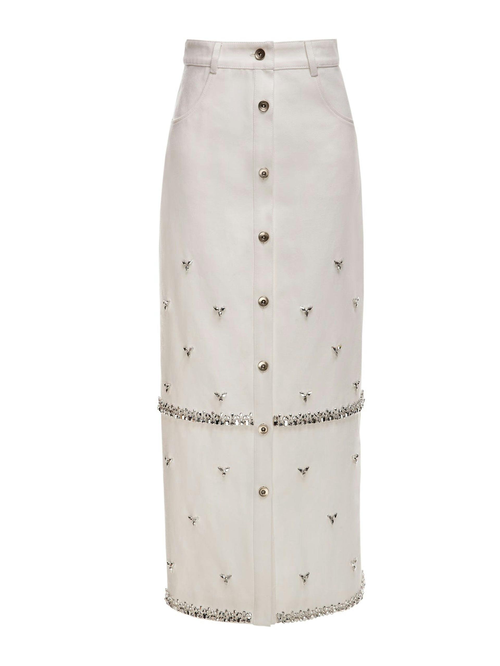 Levi white embellished denim skirt