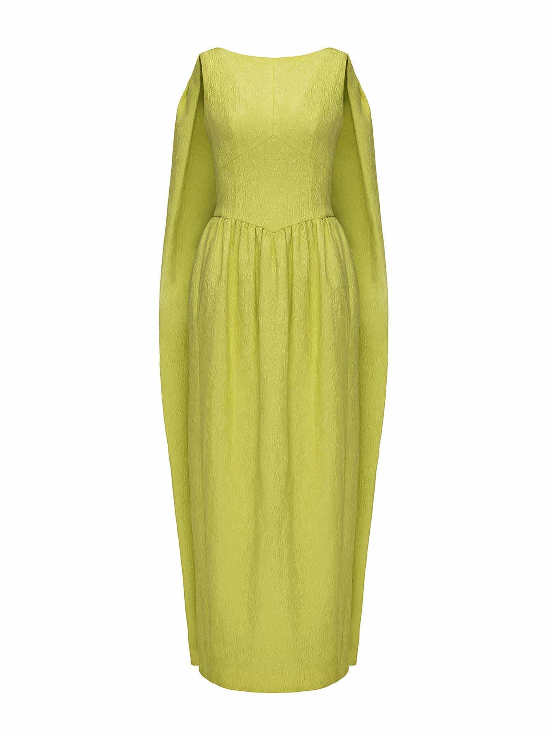 Clio wild lime jacquard gown