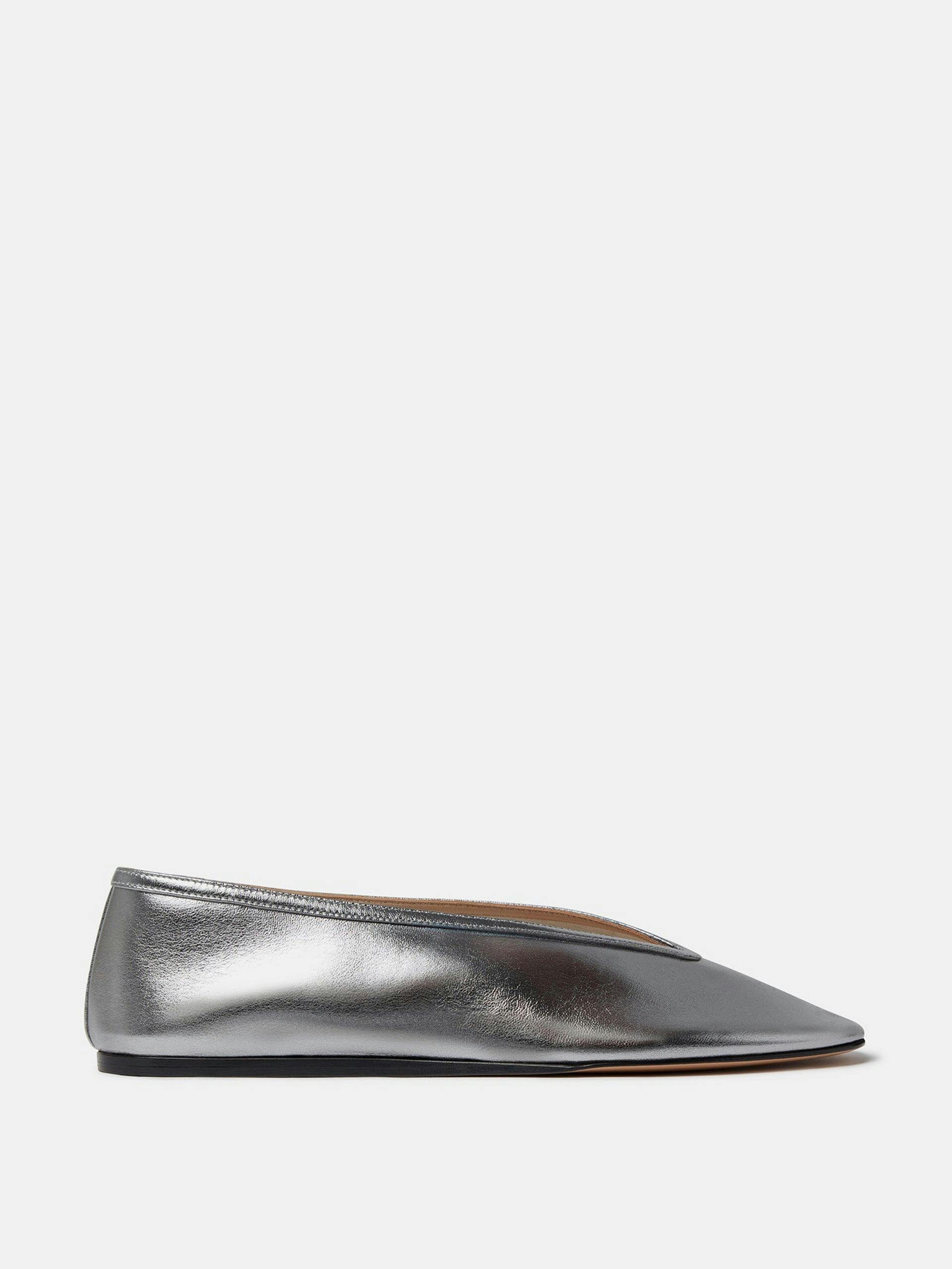 Silver leather Luna slipper flats