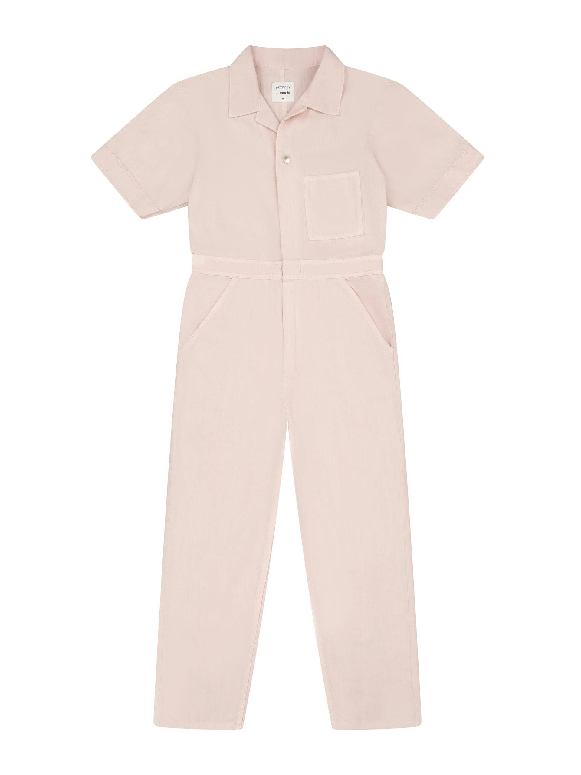 Barely pink short sleeve Indie jumpsuit