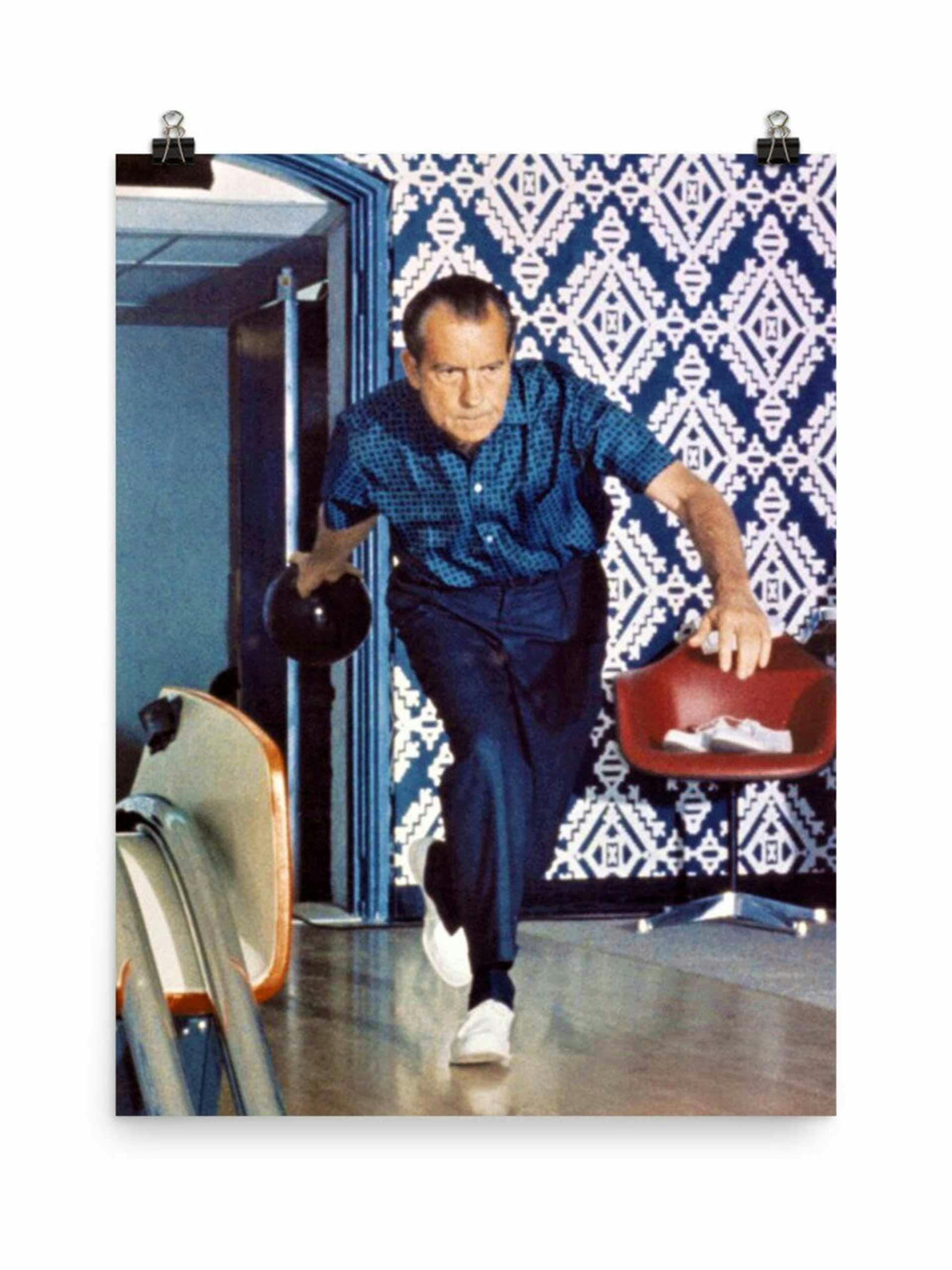 Richard Nixon bowling poster print