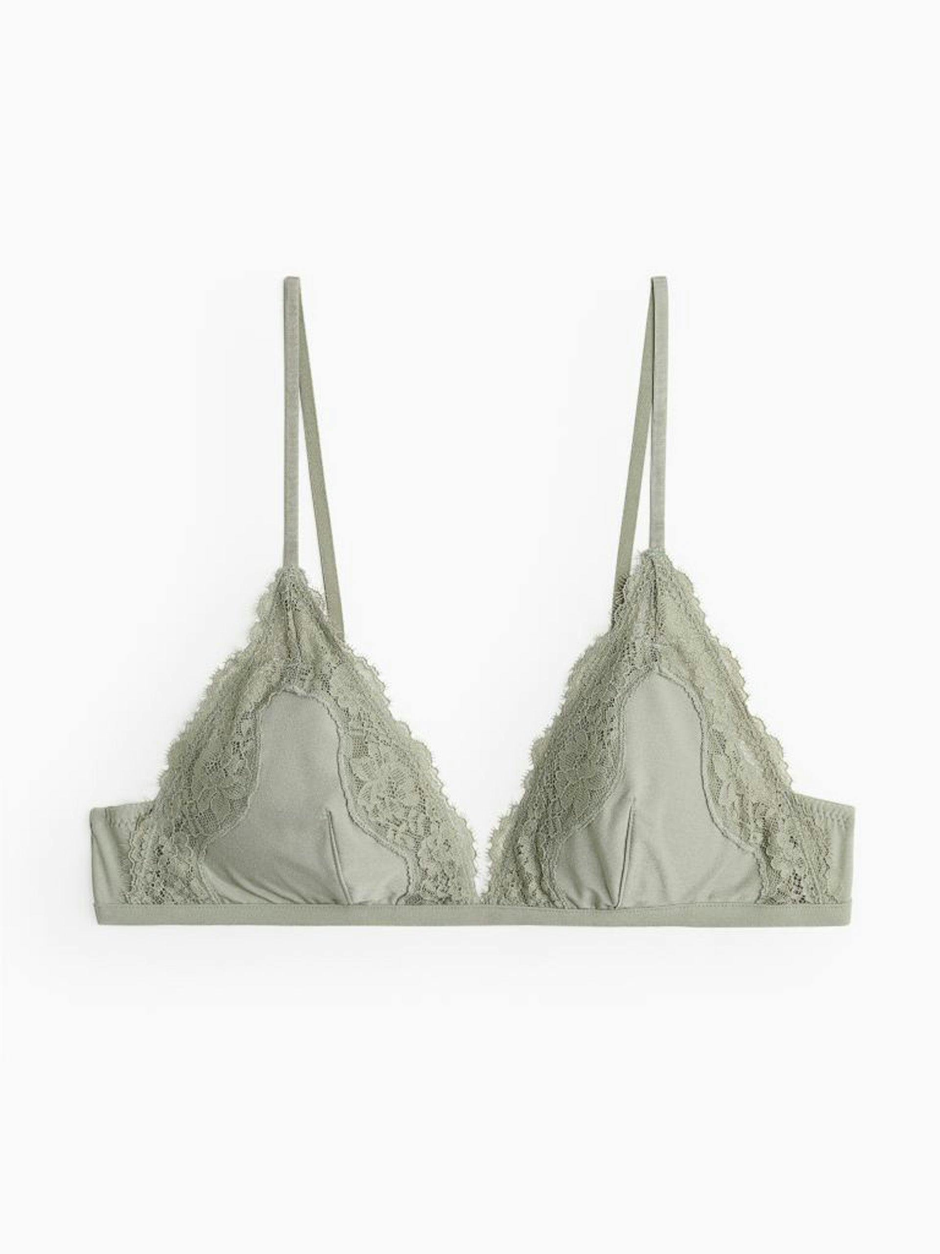 Padded lace-trimmed soft bra