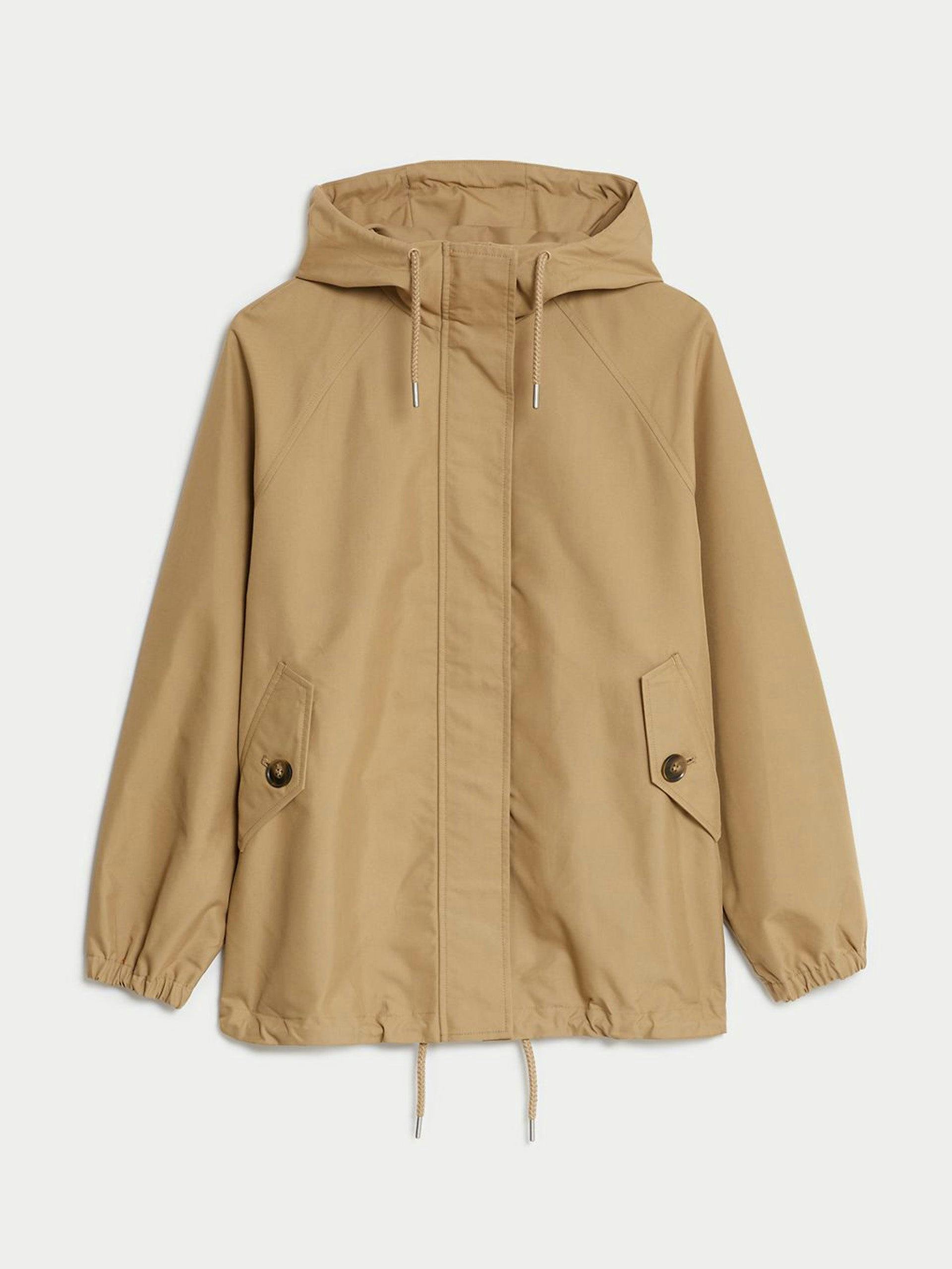 Cotton rich hooded short parka coat