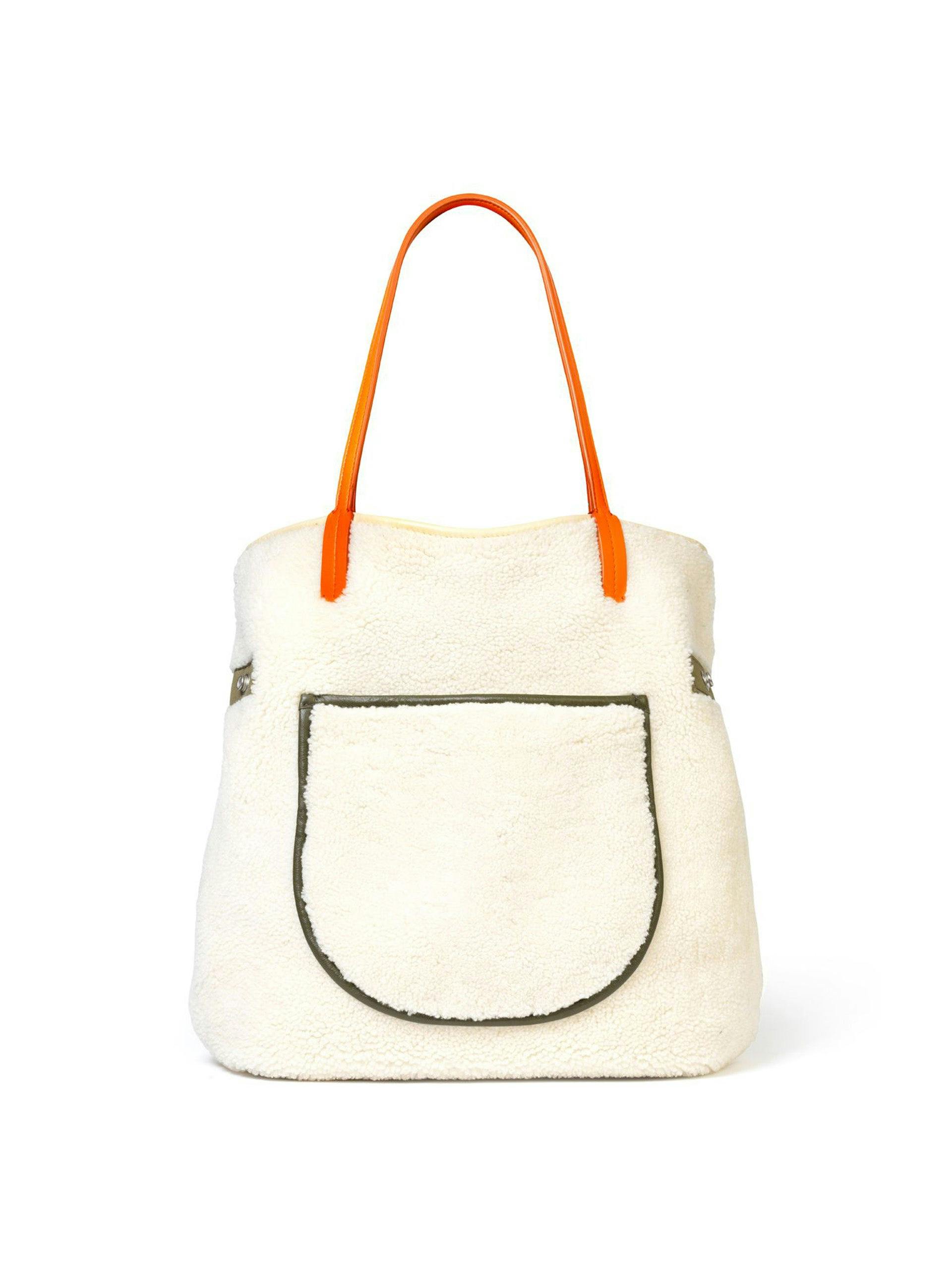 Natural quilted shearling tote