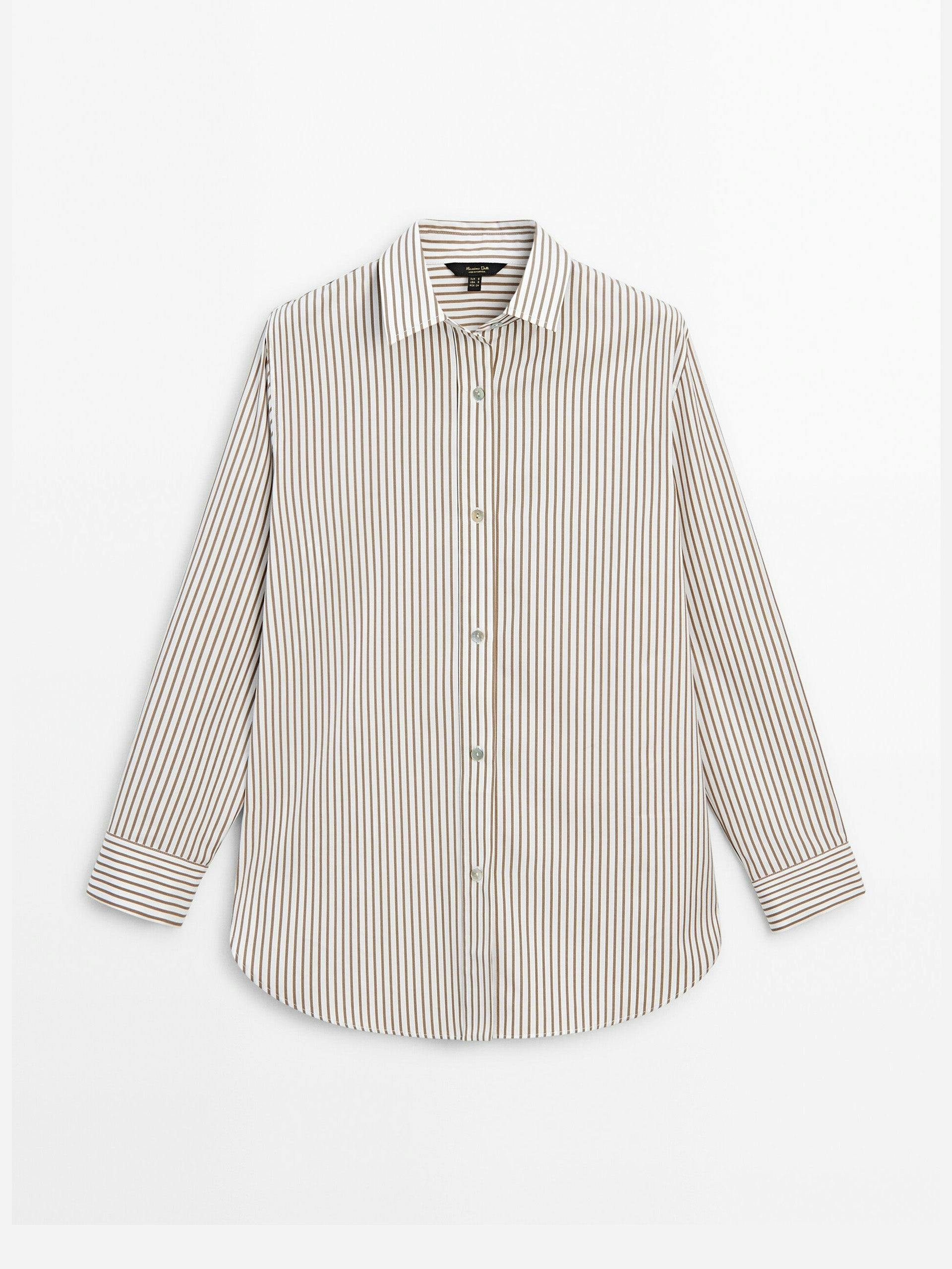 Beige striped poplin shirt