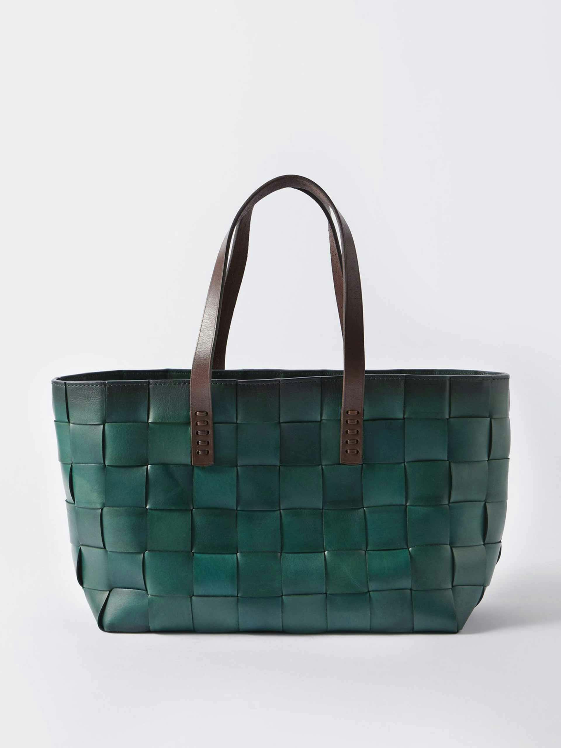 Woven-leather box tote bag