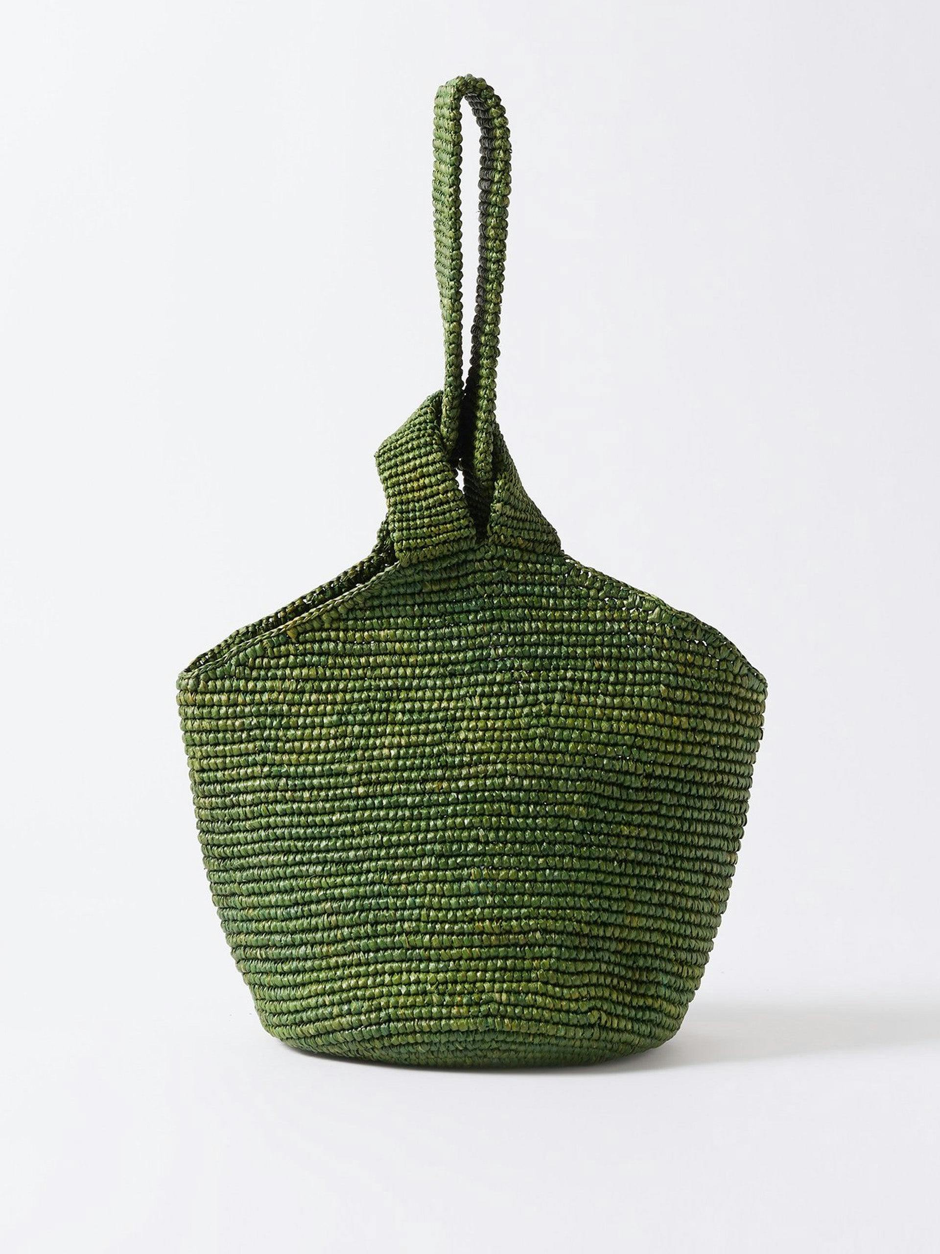 Loop-handle green basket bag