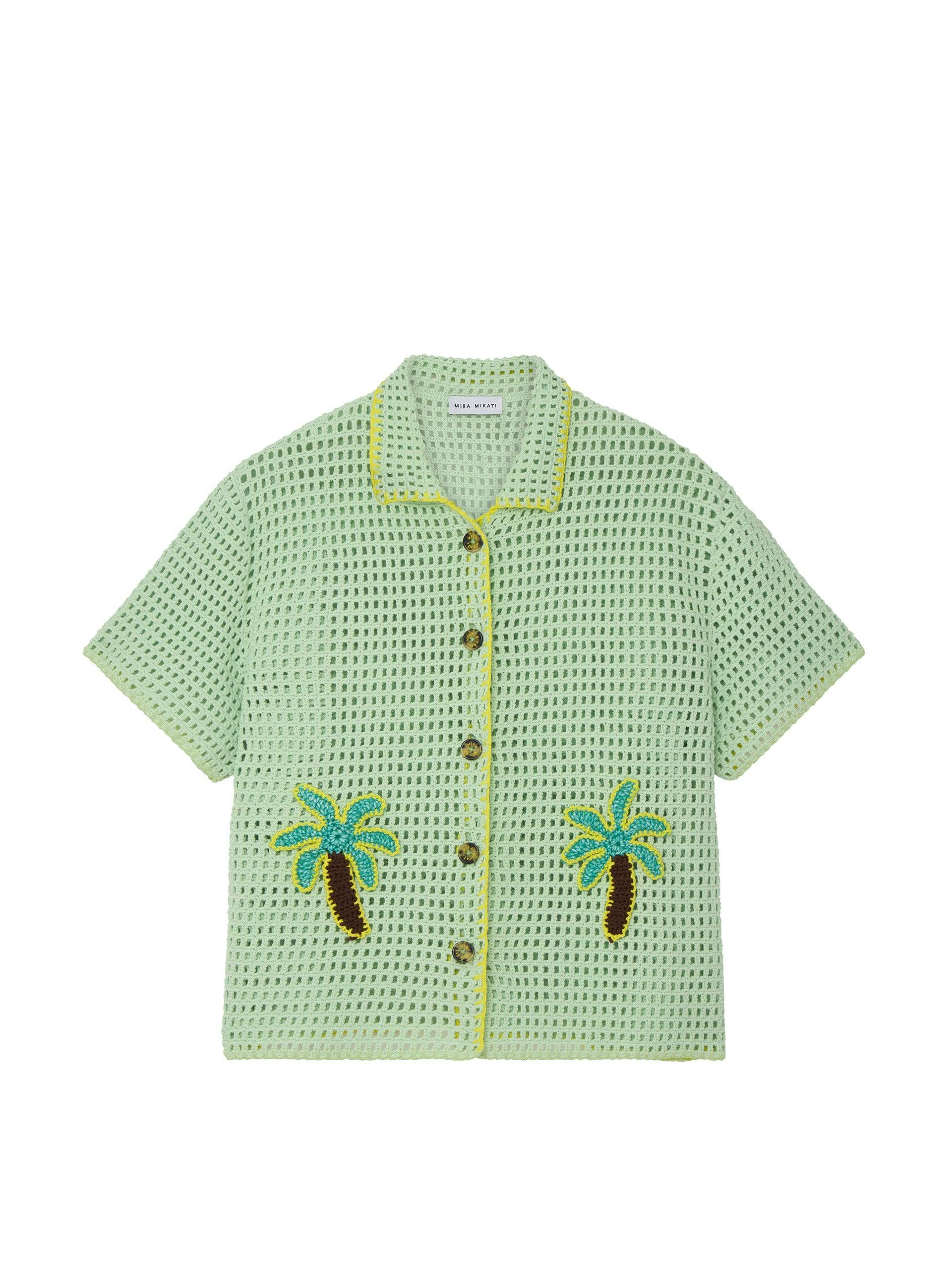 Crochet palm tree short sleeve shirt