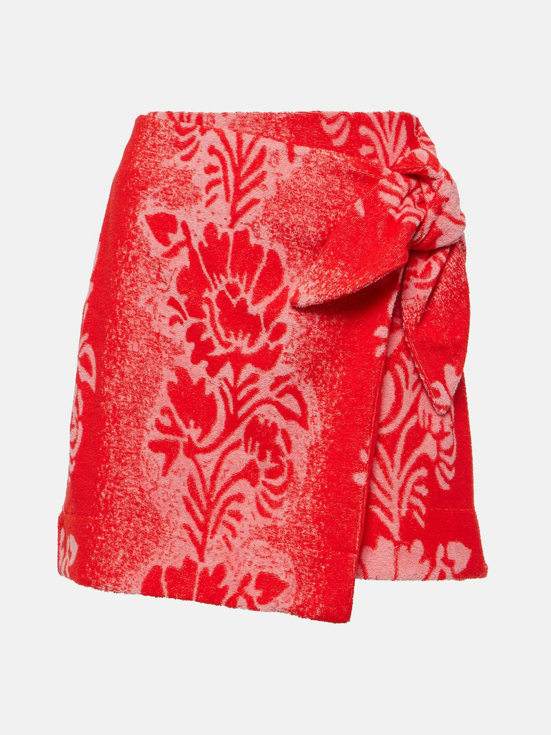 Martha printed cotton-blend wrap miniskirt