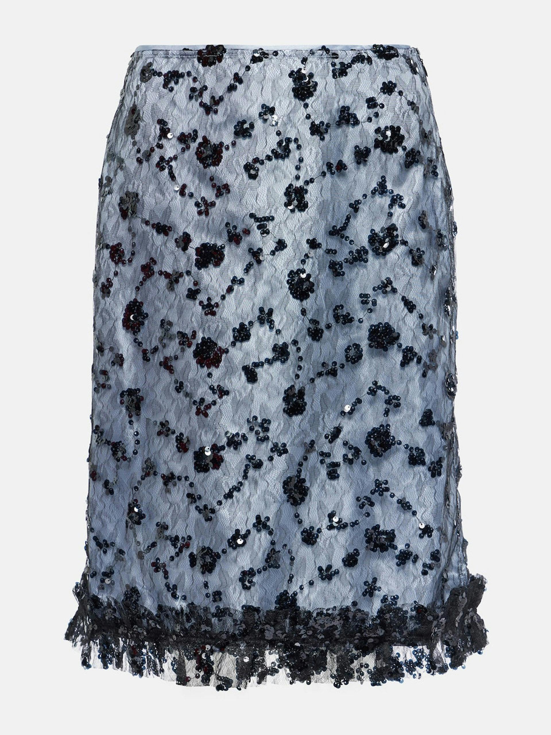 Sequined lace midi skirt