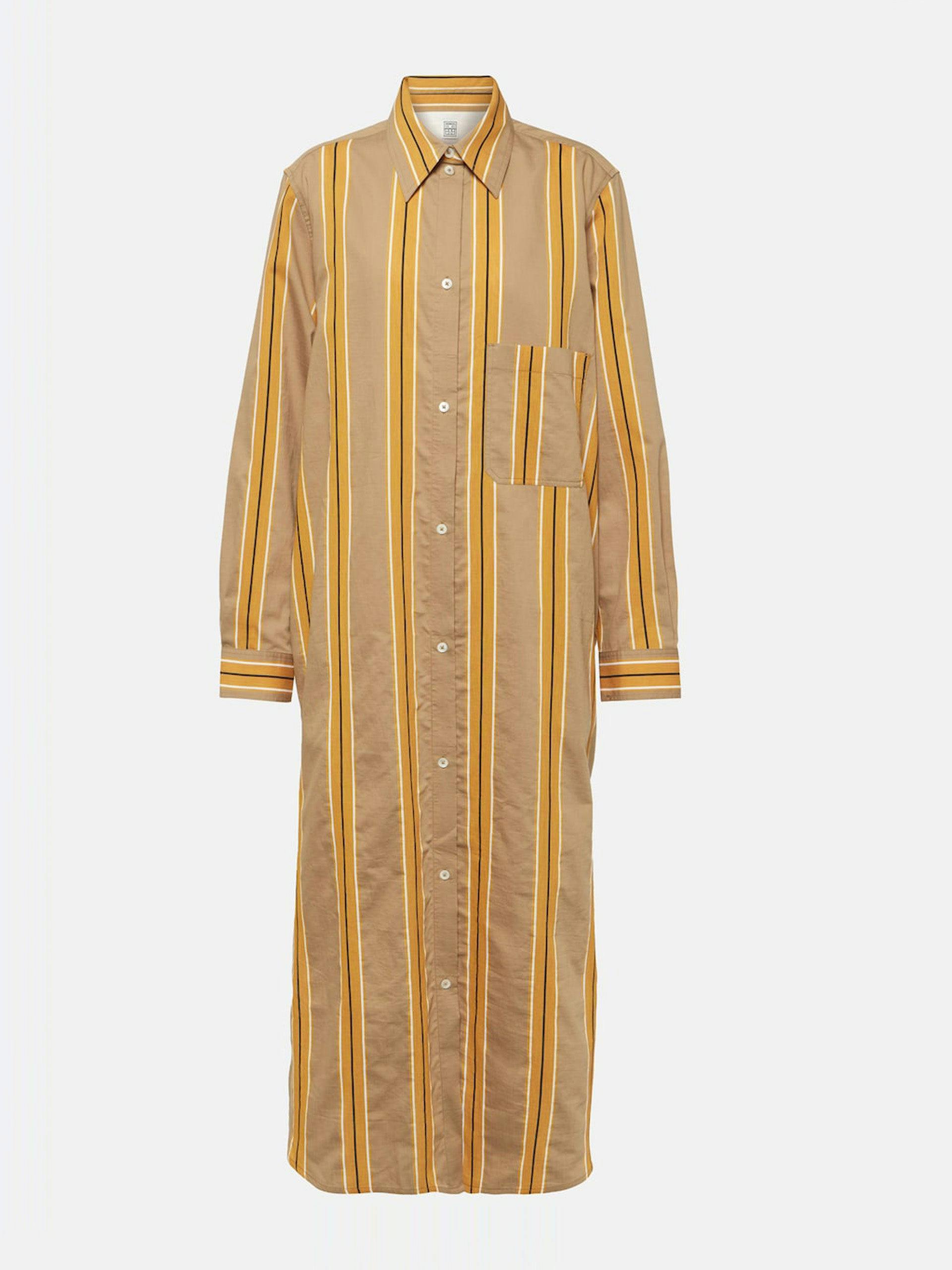 Jacquard striped cotton-blend shirt dress