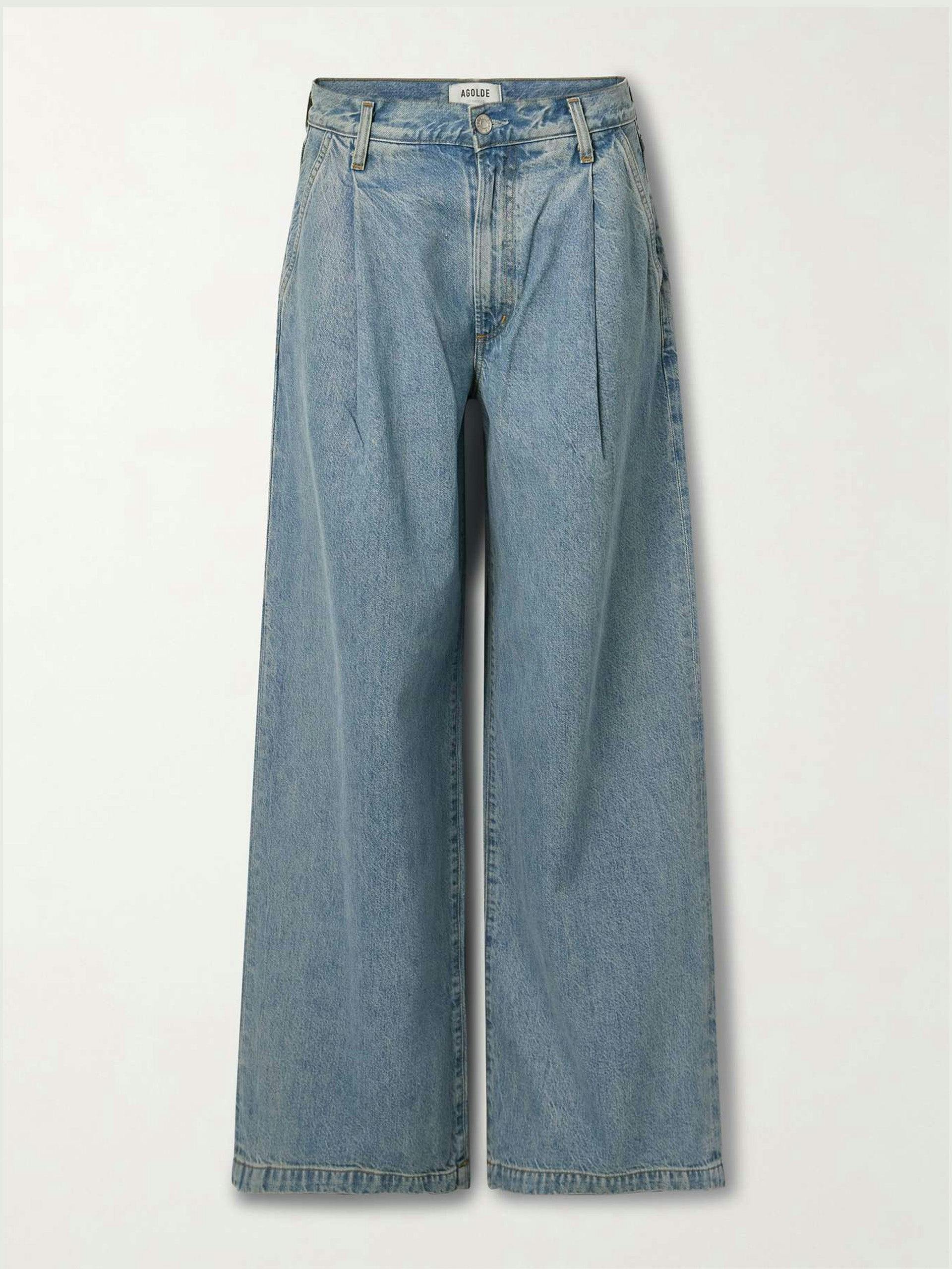 Ellis pleated low-rise wide-leg jeans