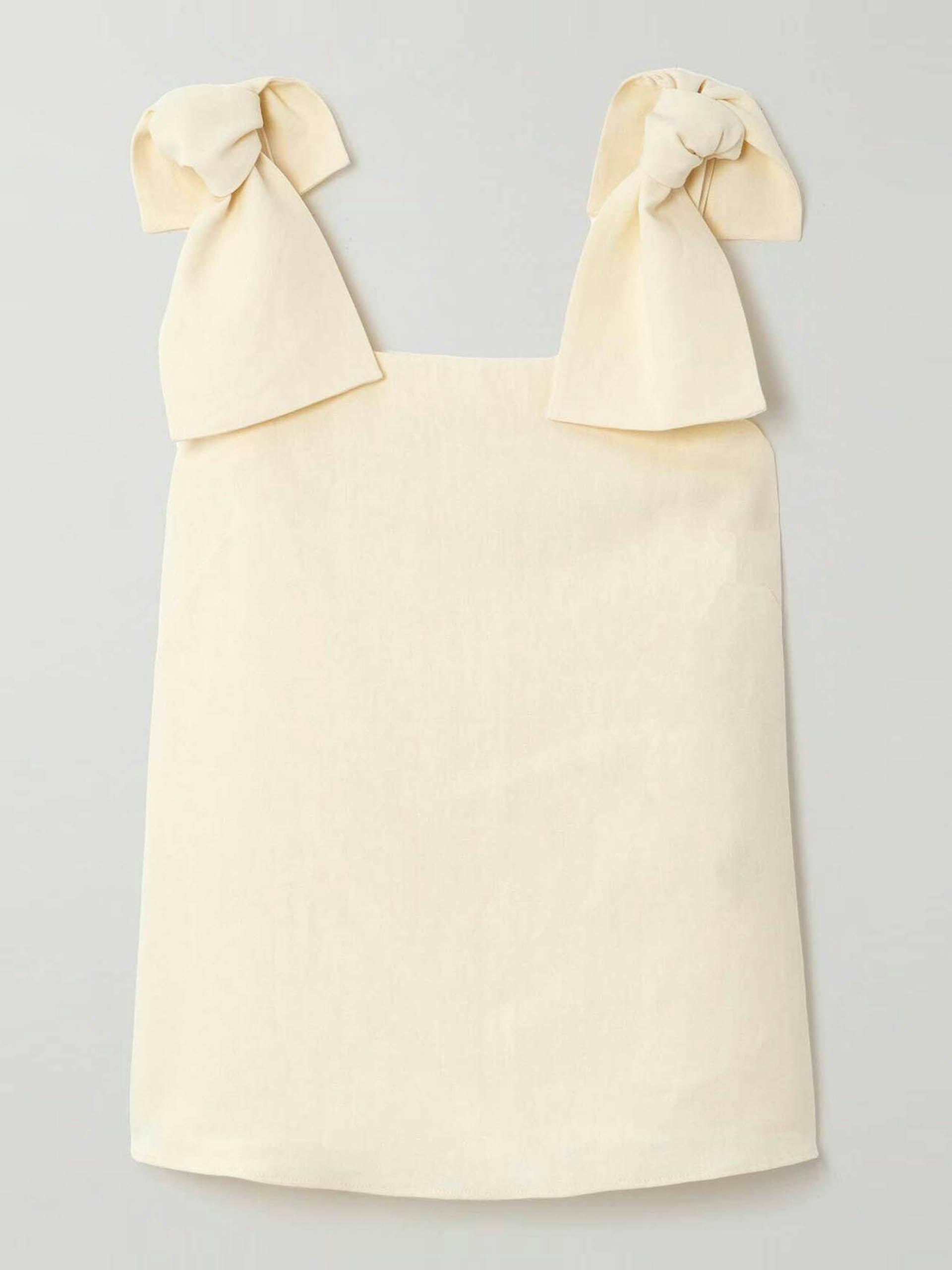 Bow-detailed linen-canvas top