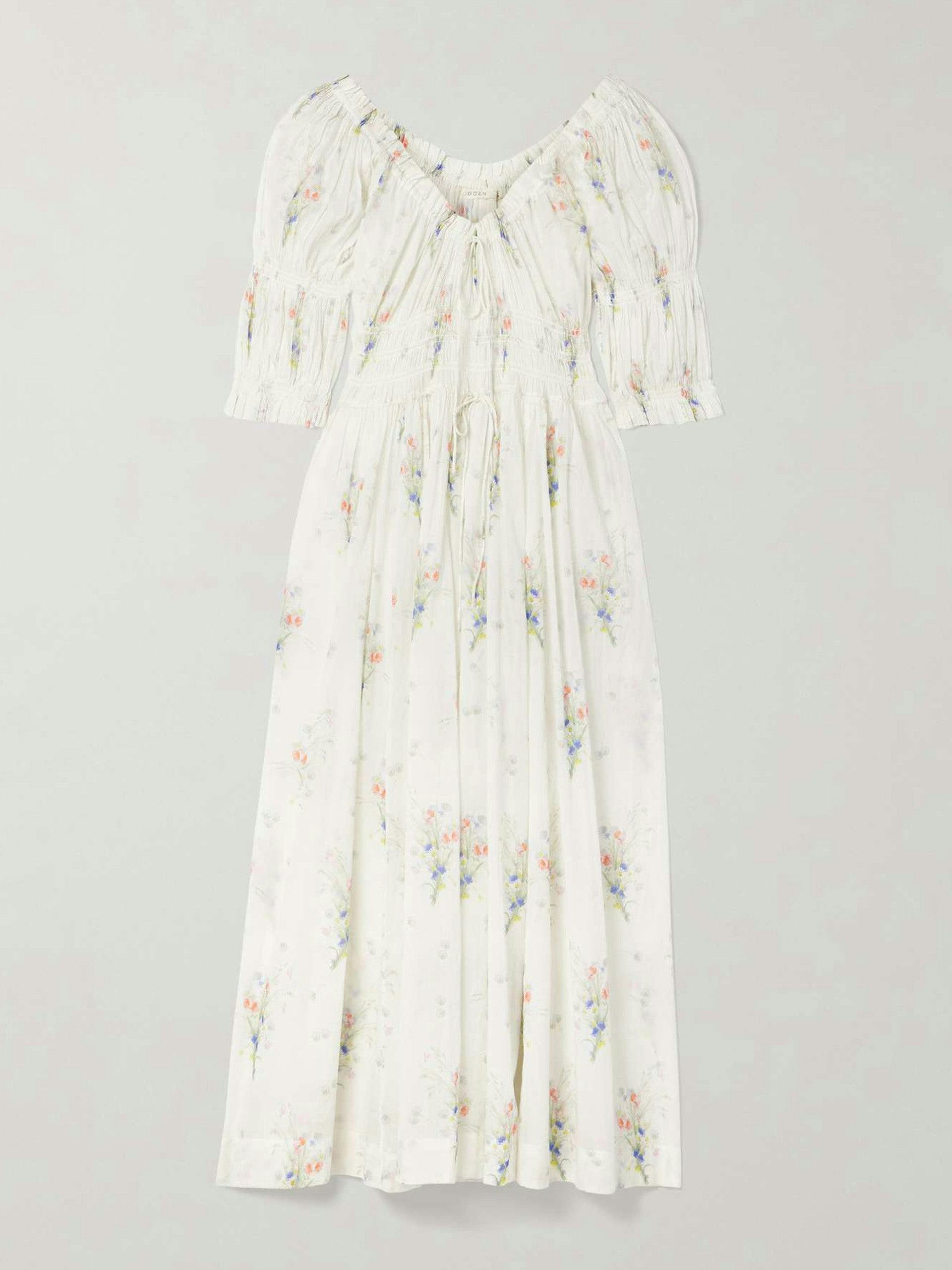 Ischia floral-print organic cotton-voile midi dress