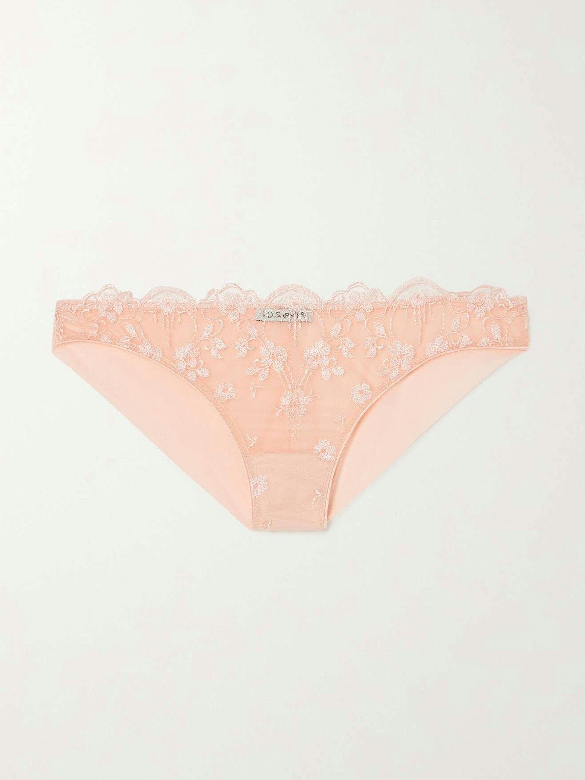 Loulou embroidered tulle Brazilian briefs