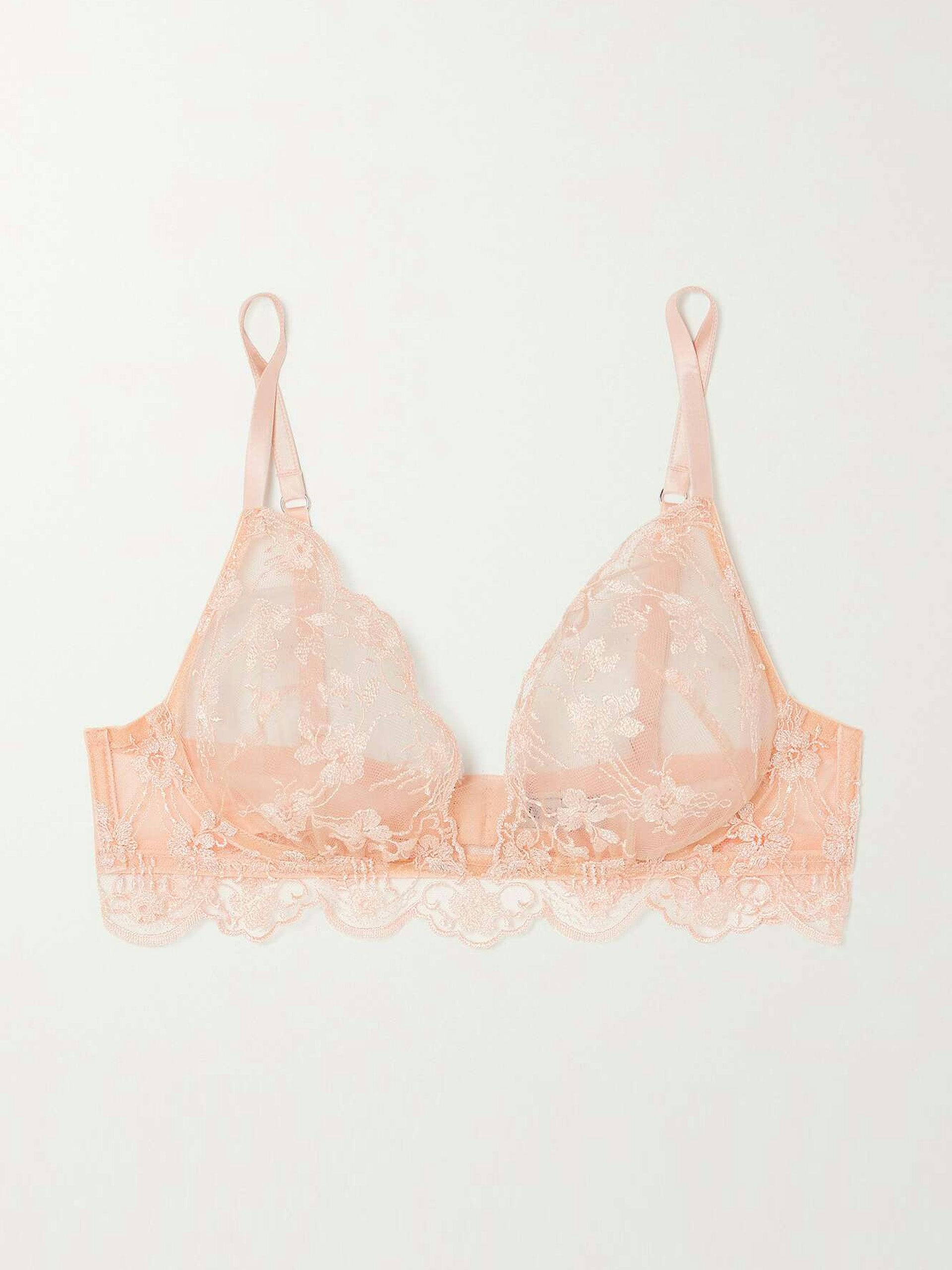 Loulou embroidered tulle underwired soft-cup bra