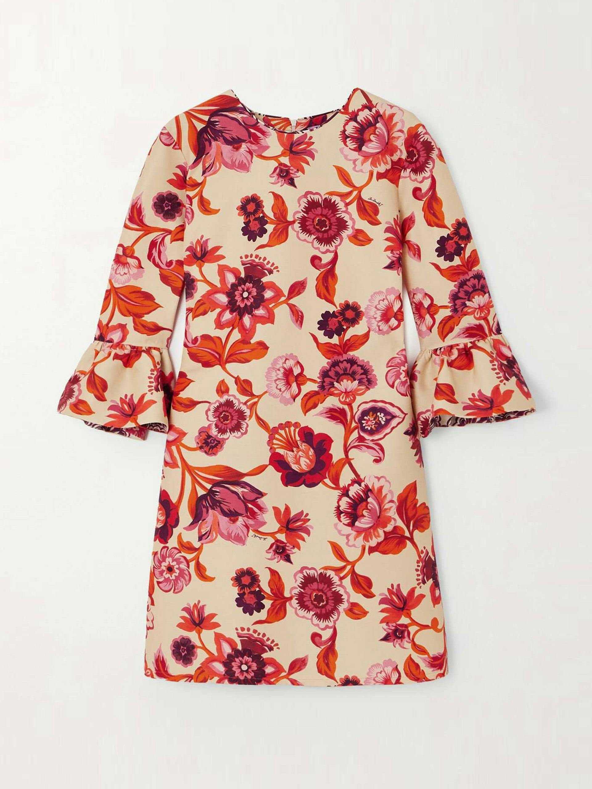 24/7 floral-print wool-blend twill mini dress