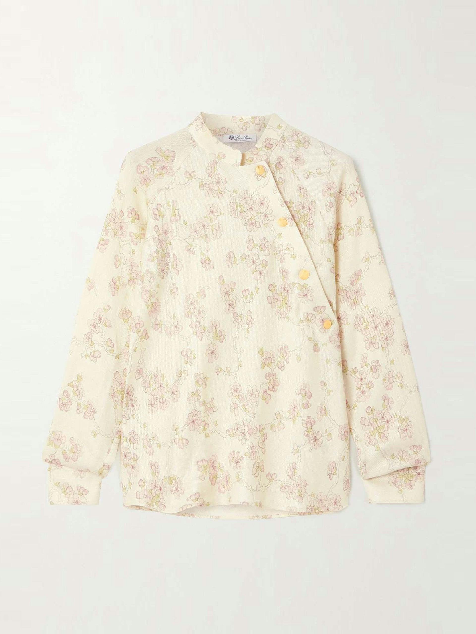 Klara floral-print linen and cotton-blend twill blouse