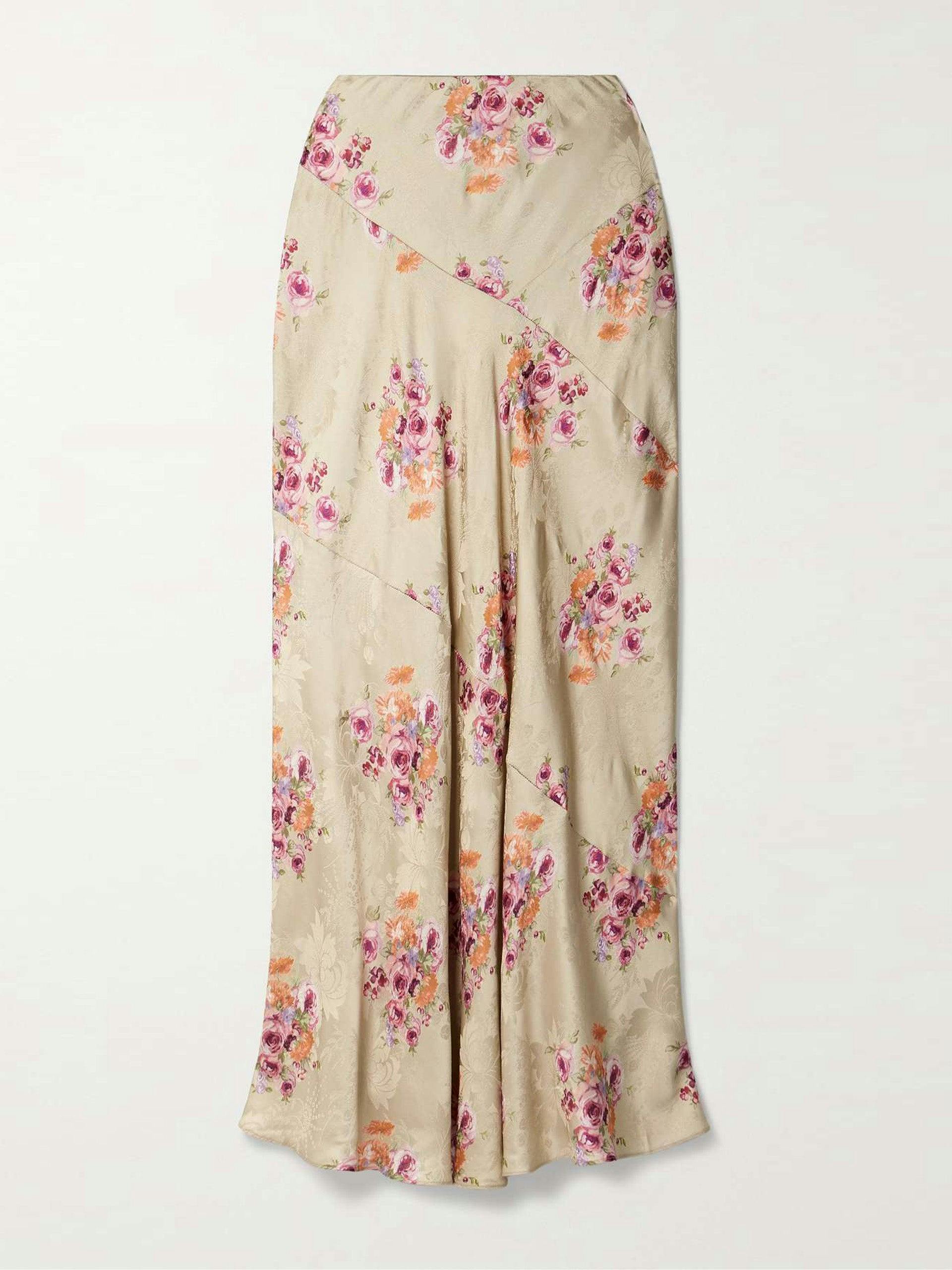 Booker floral-print satin-jacquard maxi skirt