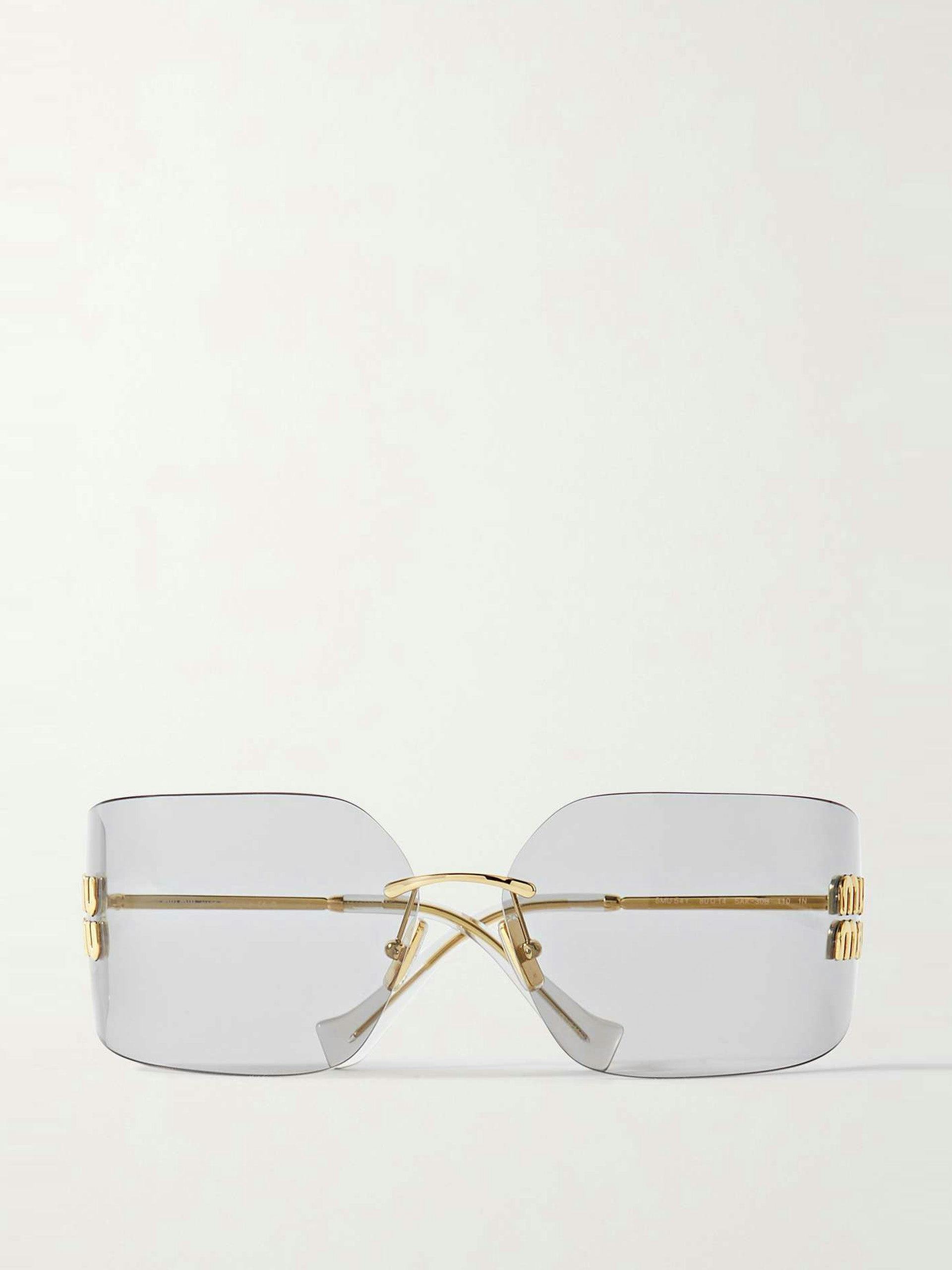 D-frame gold-tone sunglasses