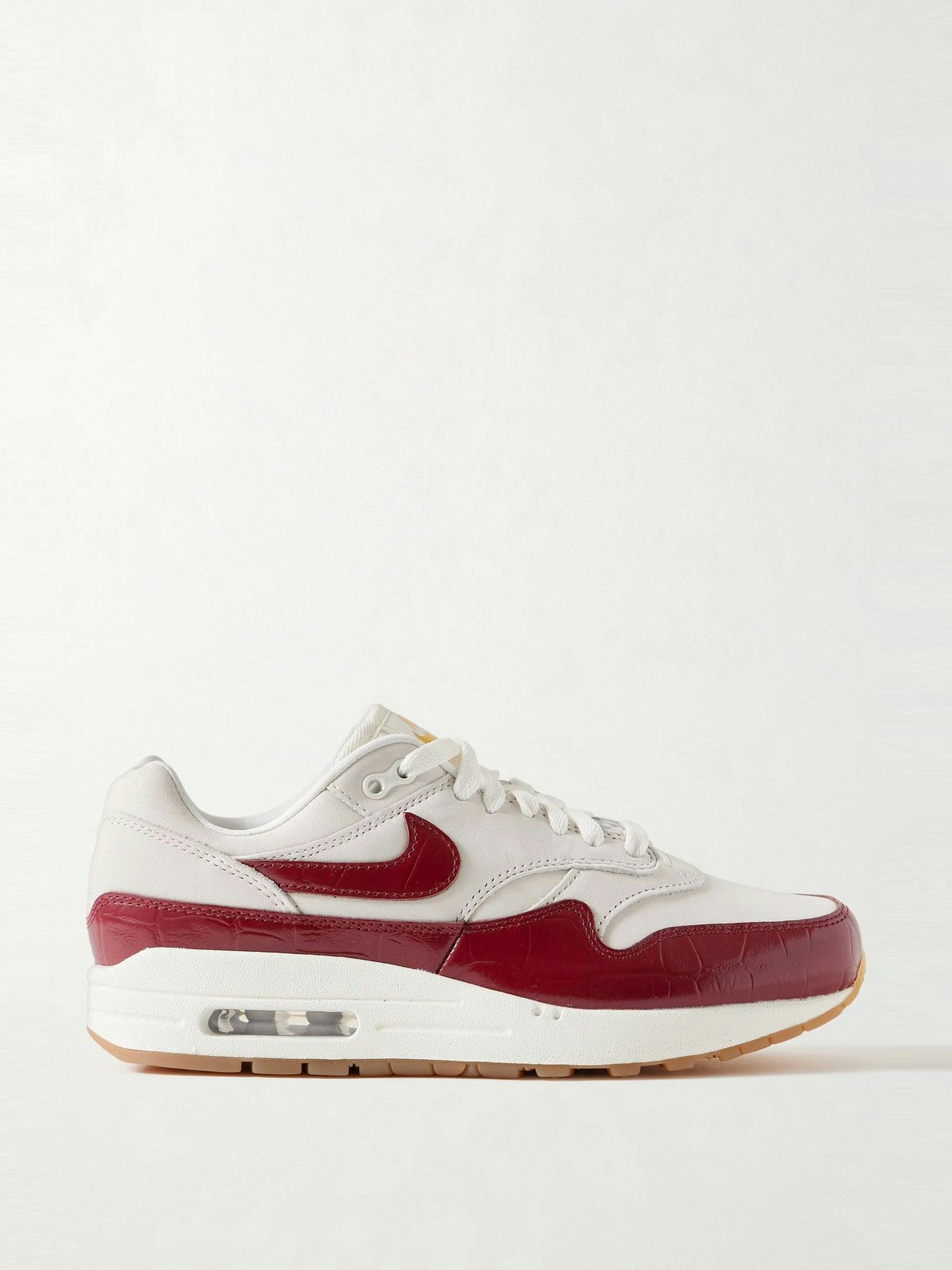 Air Max croc-effect leather-trimmed suede sneakers