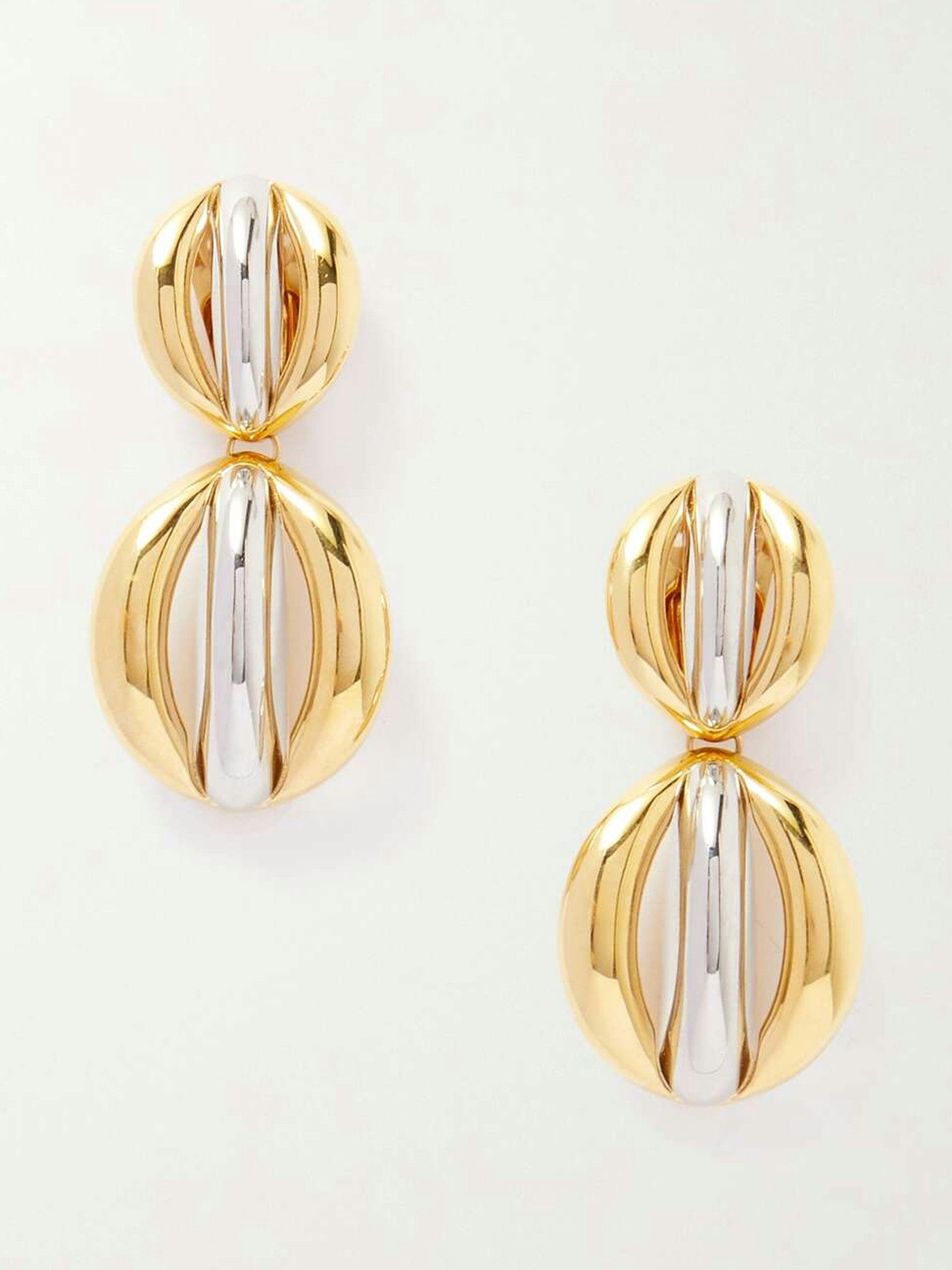 Mandarine gold and silver-tone clip earrings