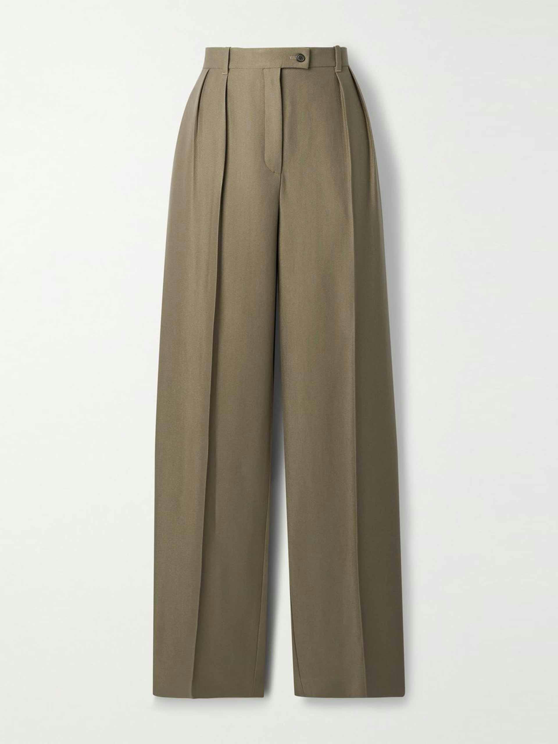 Pleated silk blend trousers