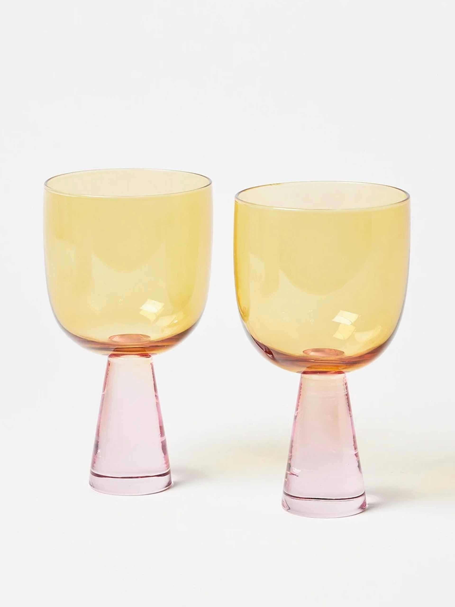 Yara sculptural yellow wine glasses (set of 2)