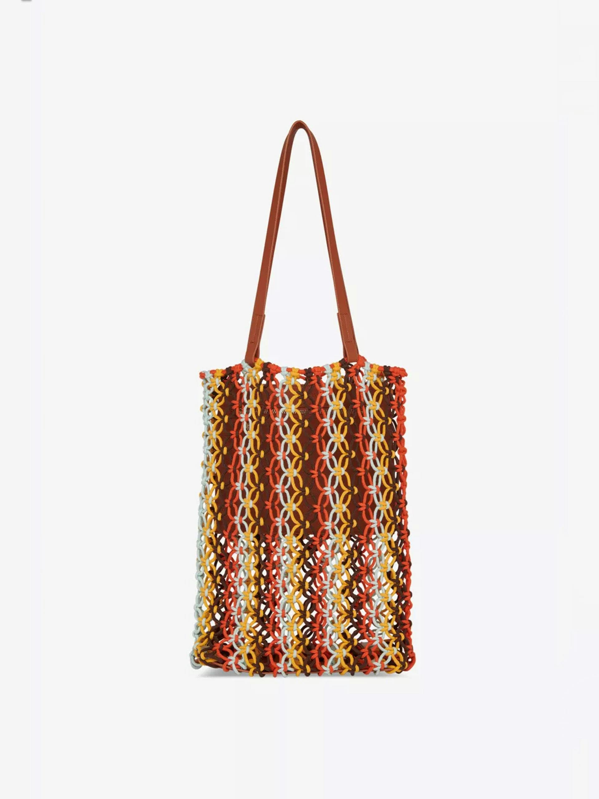 Chaya stripe-design crochet tote bag
