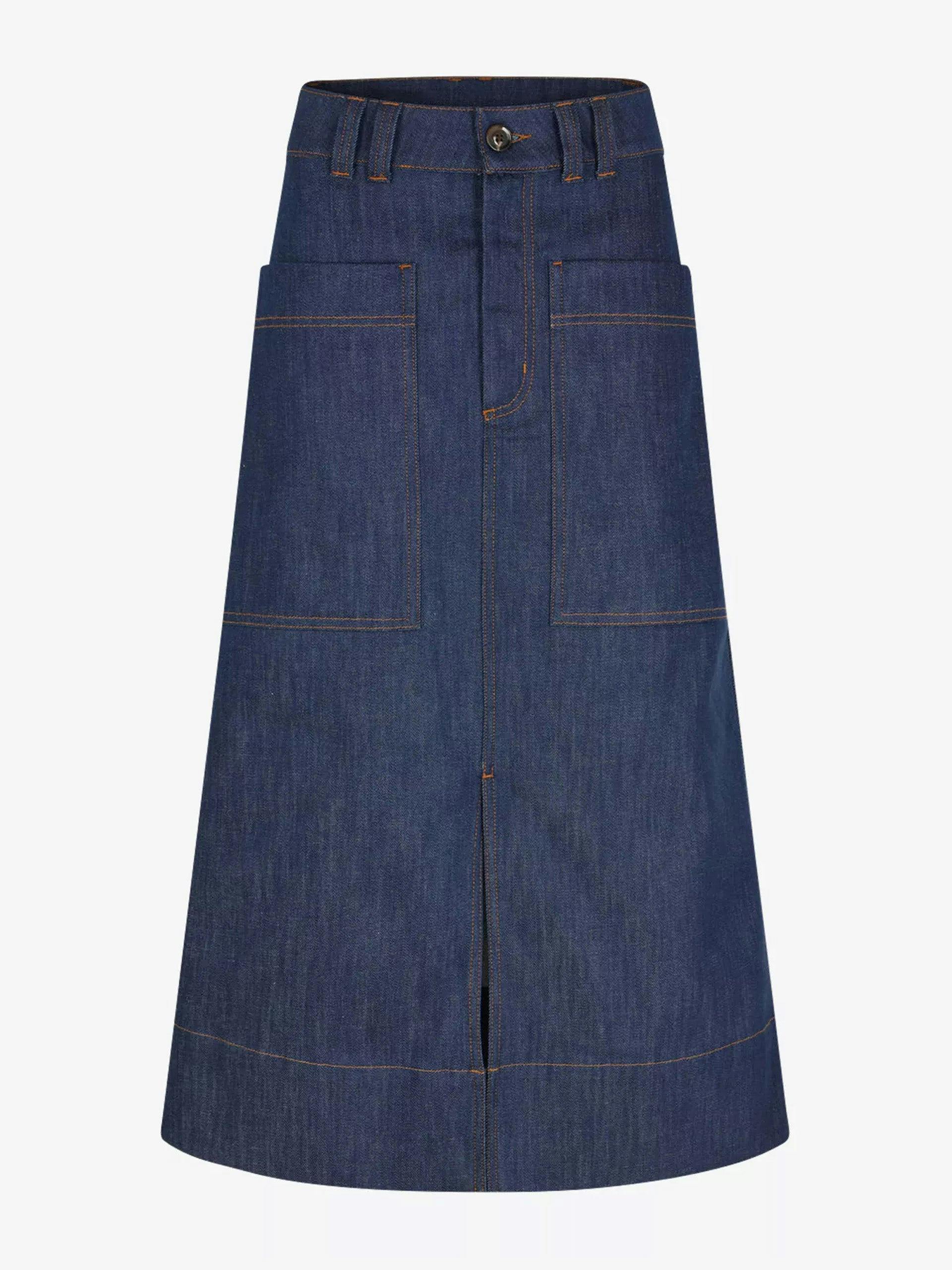 Volos pocket-embellished stretch-denim maxi skirt