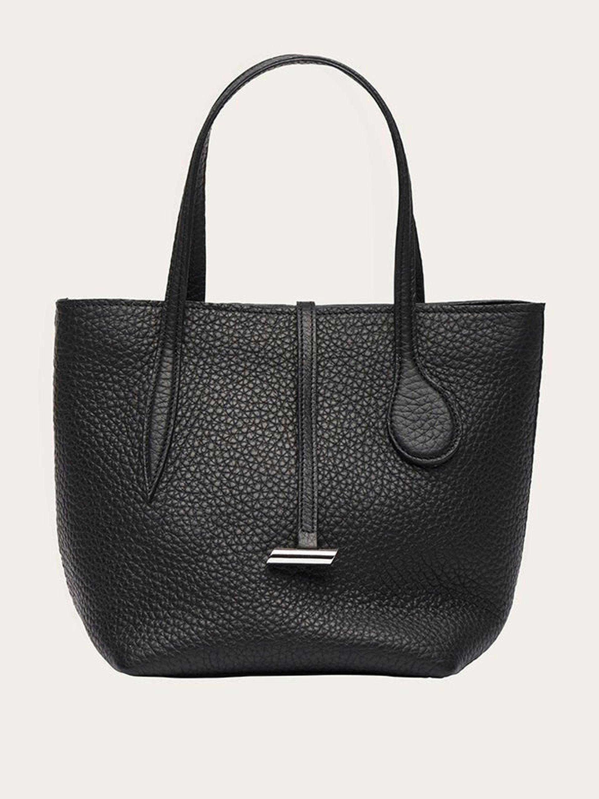 Black leather Sprout tote bag, mini