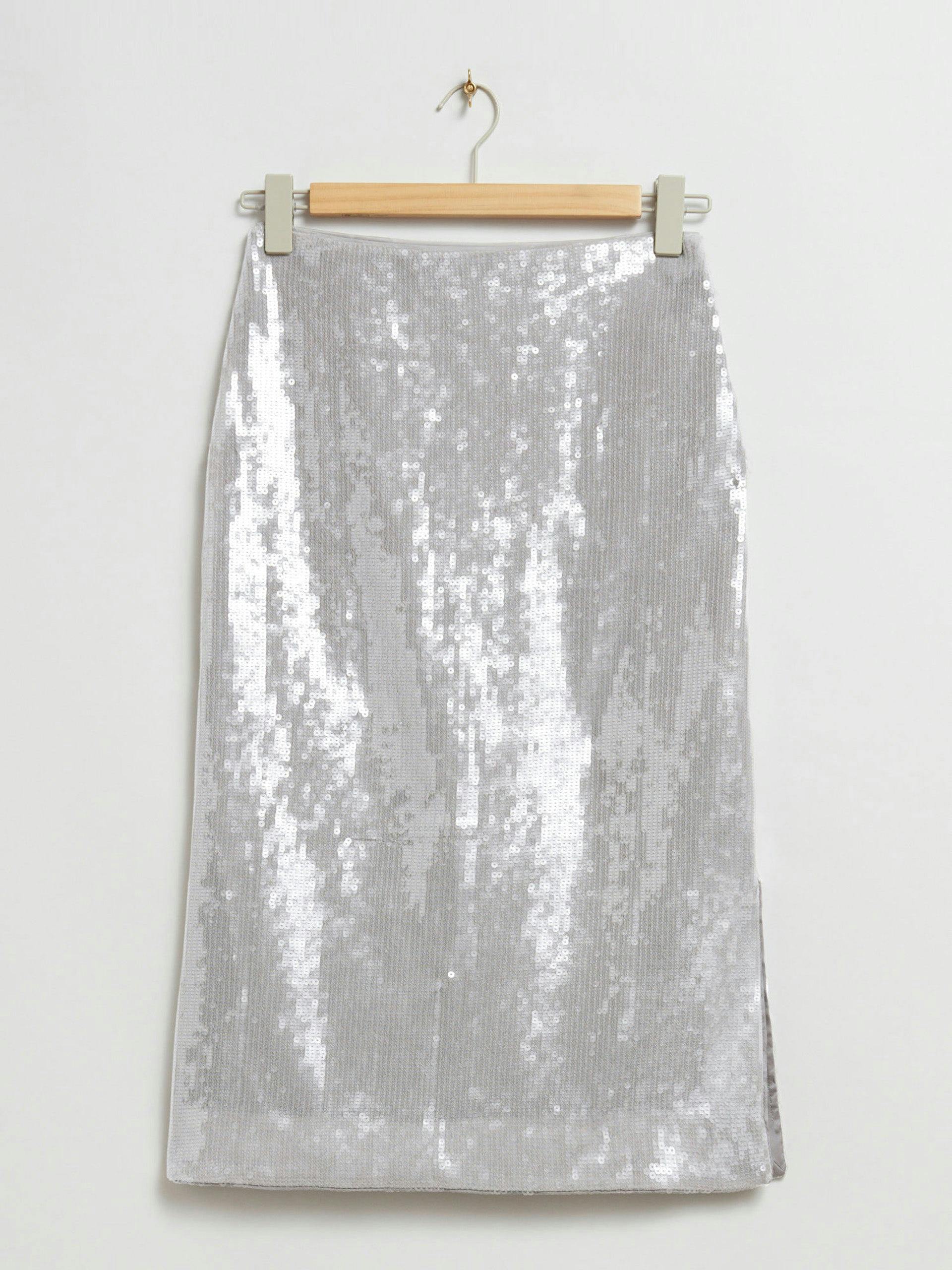 Sequinned midi-length pencil skirt