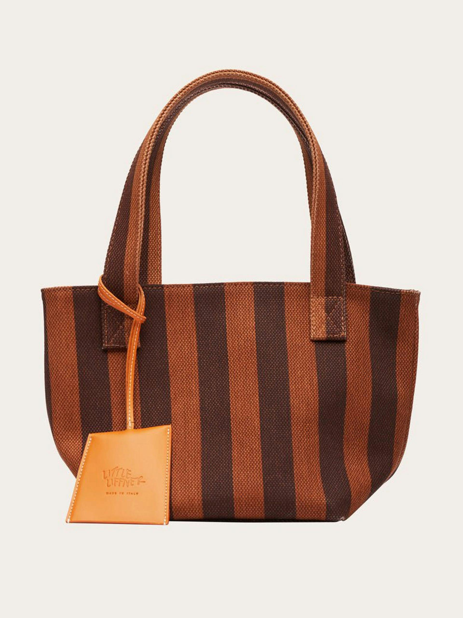 Brown stripe tote bag, mini