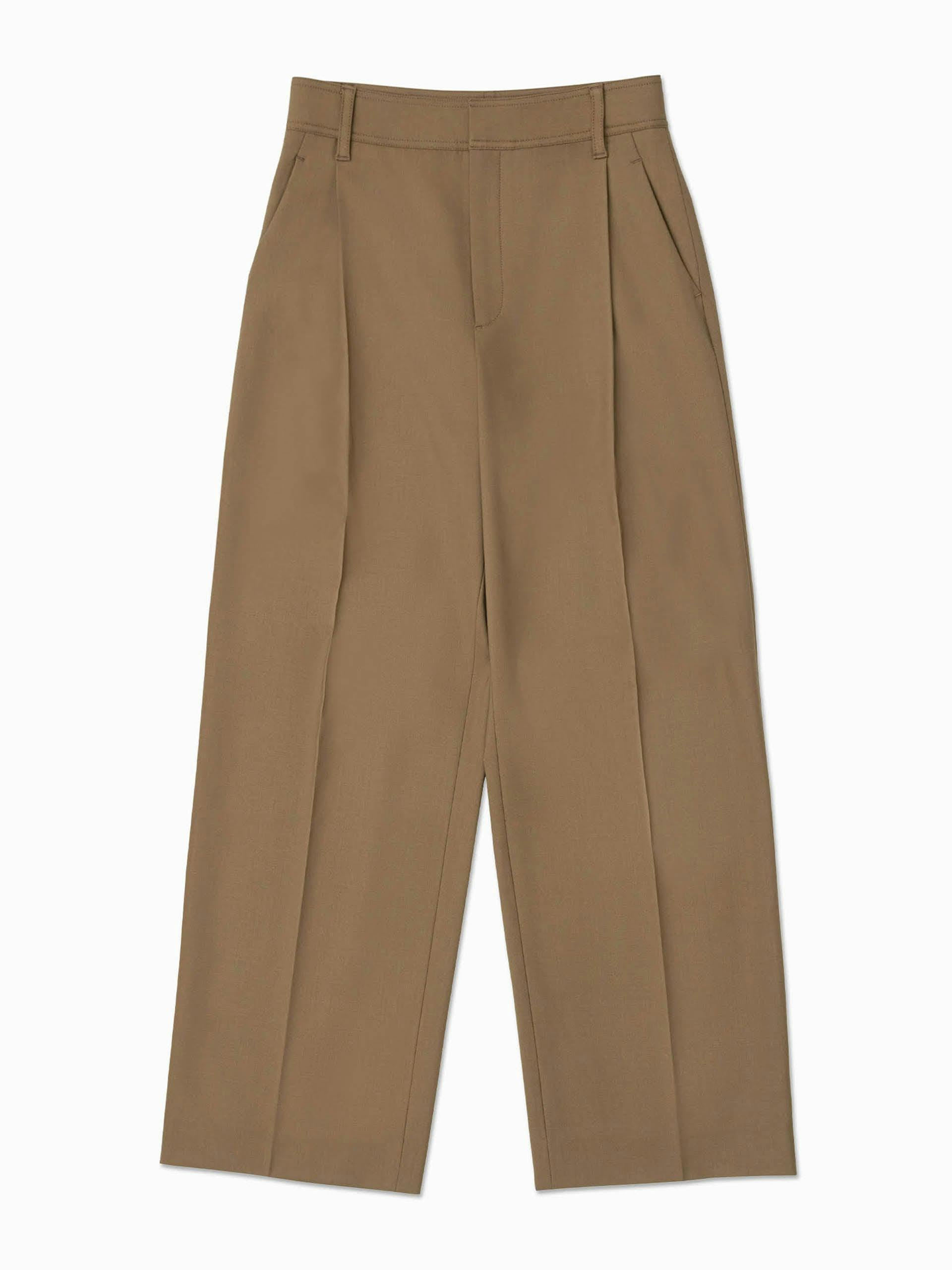 Toffee mid rise pleat front trouser