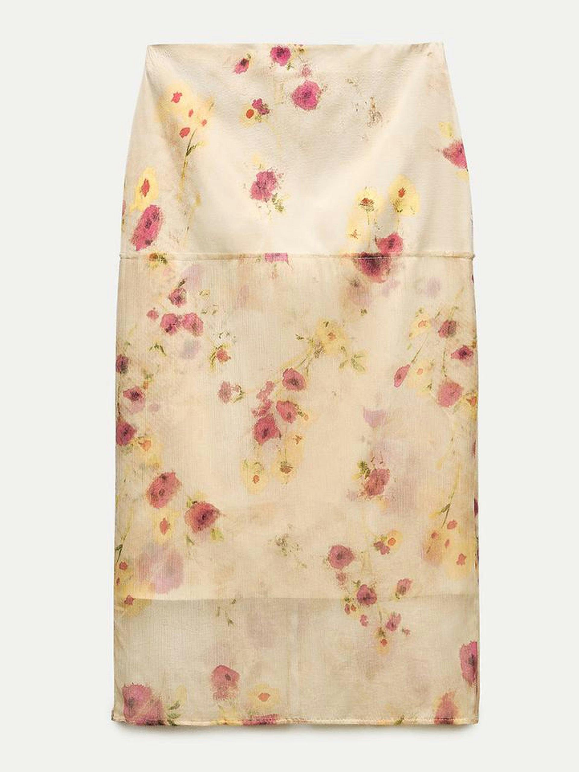 ZW Collection sheer floral midi skirt