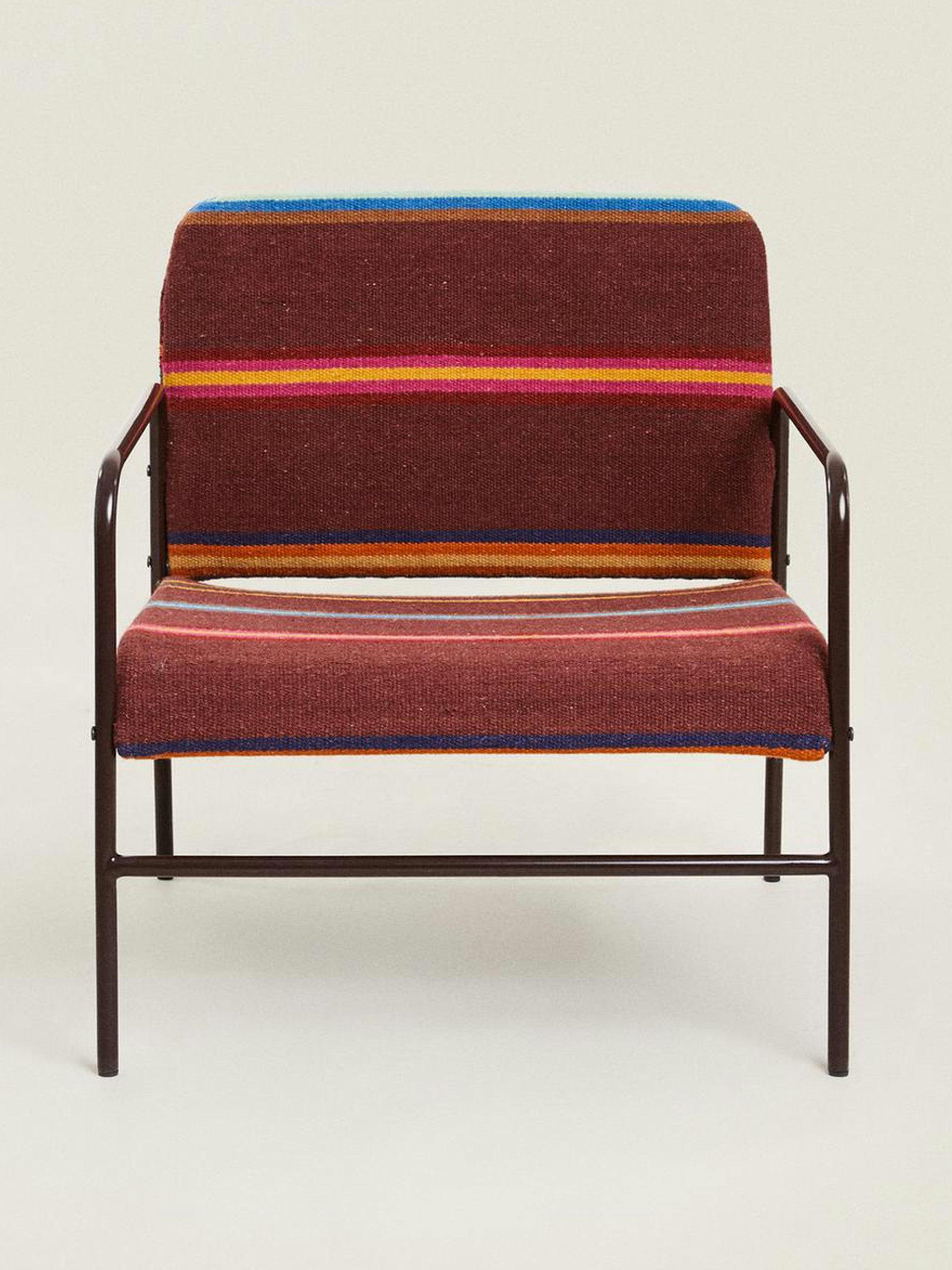 Multicolored wool armchair