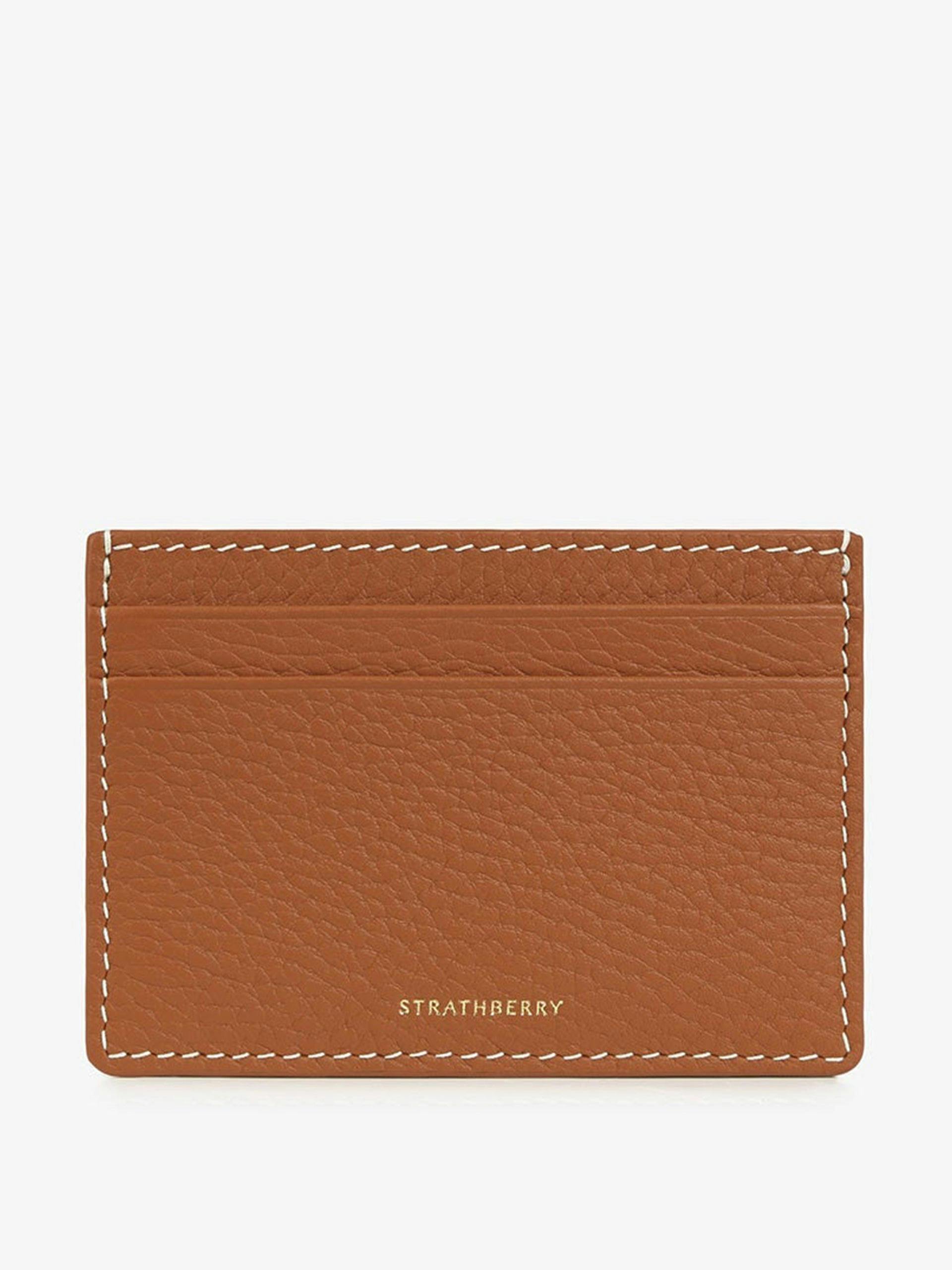 Tan Cardholder with white stitching