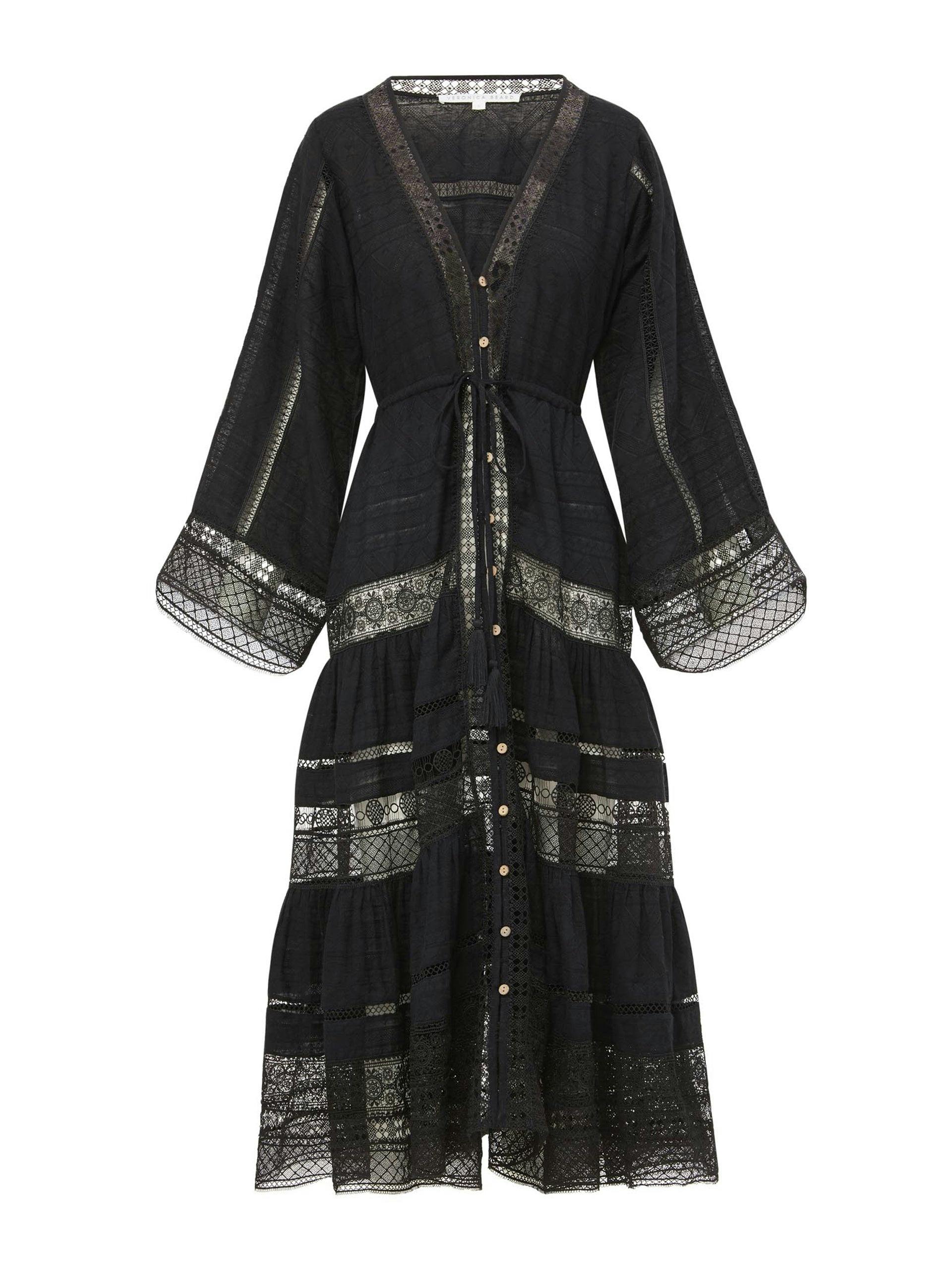 Black v-neck cotton dress