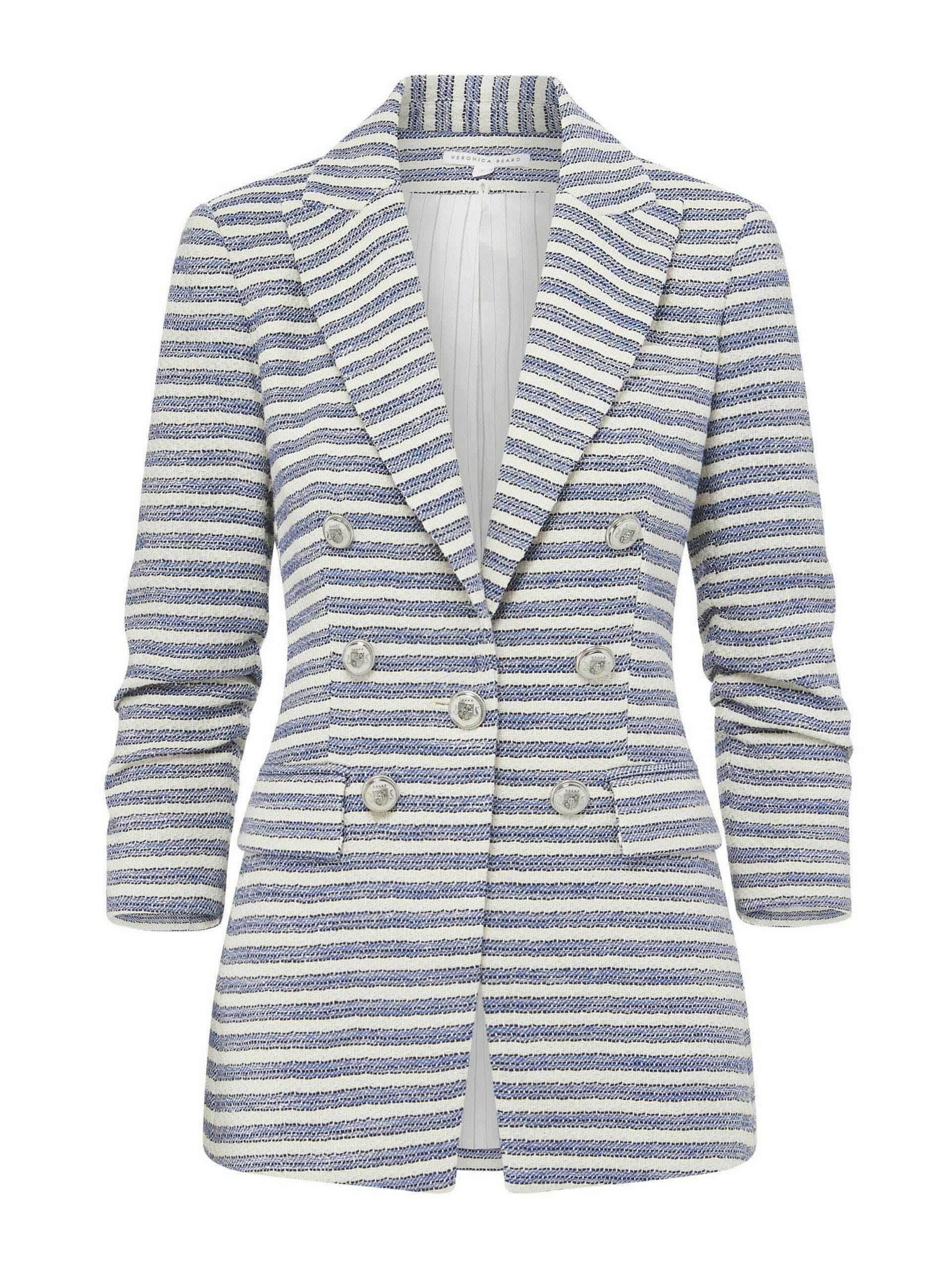 Blue and white striped blazer