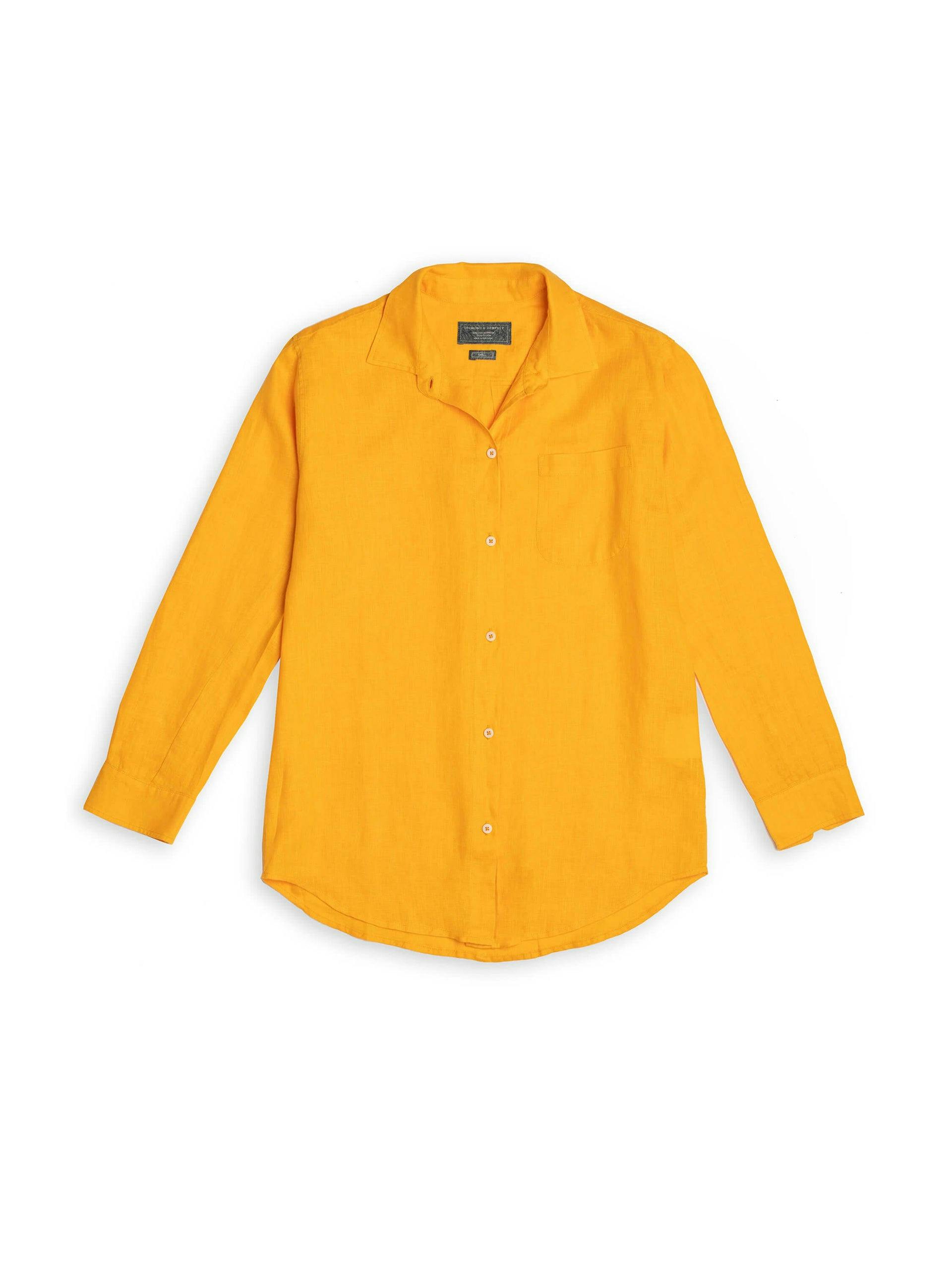 Tumeric yellow linen lounge shirt