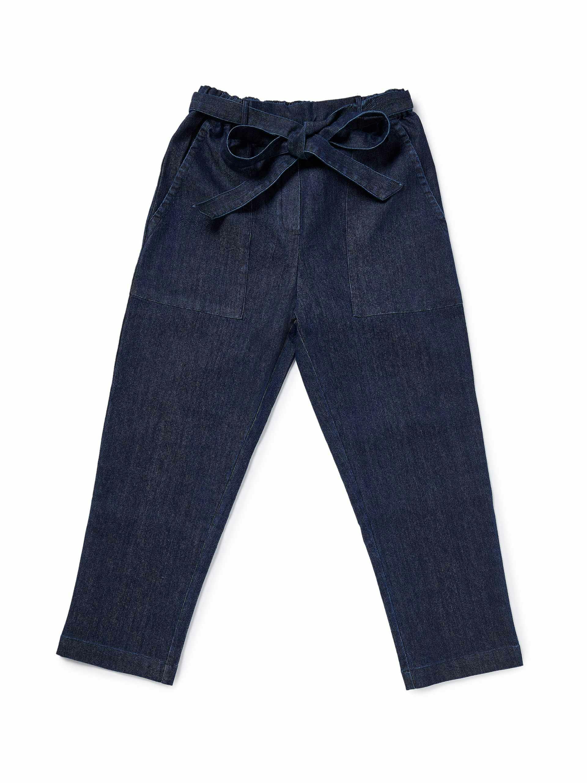 Denim relaxed belted jeans