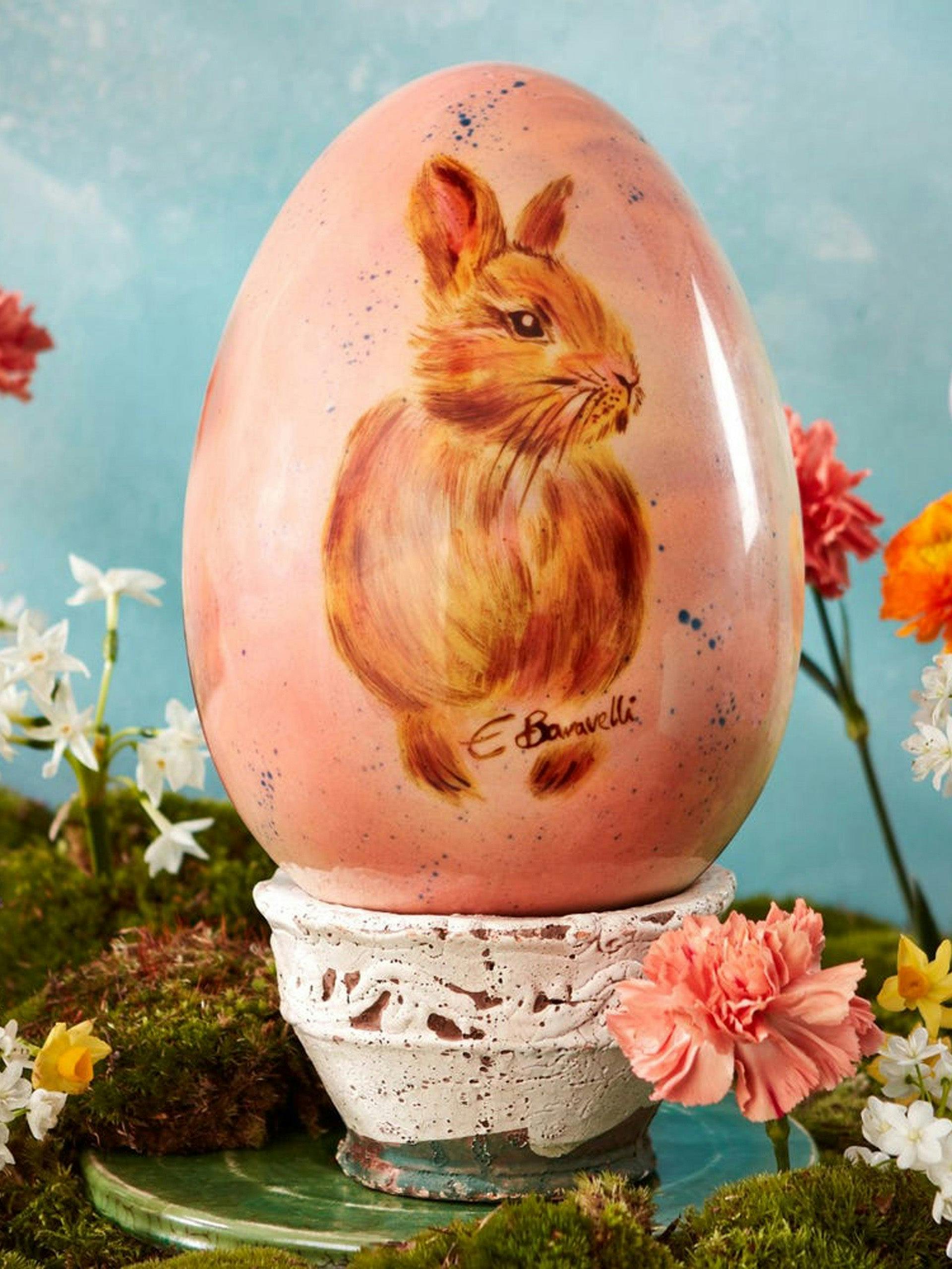 Hand-painted bunny easter egg