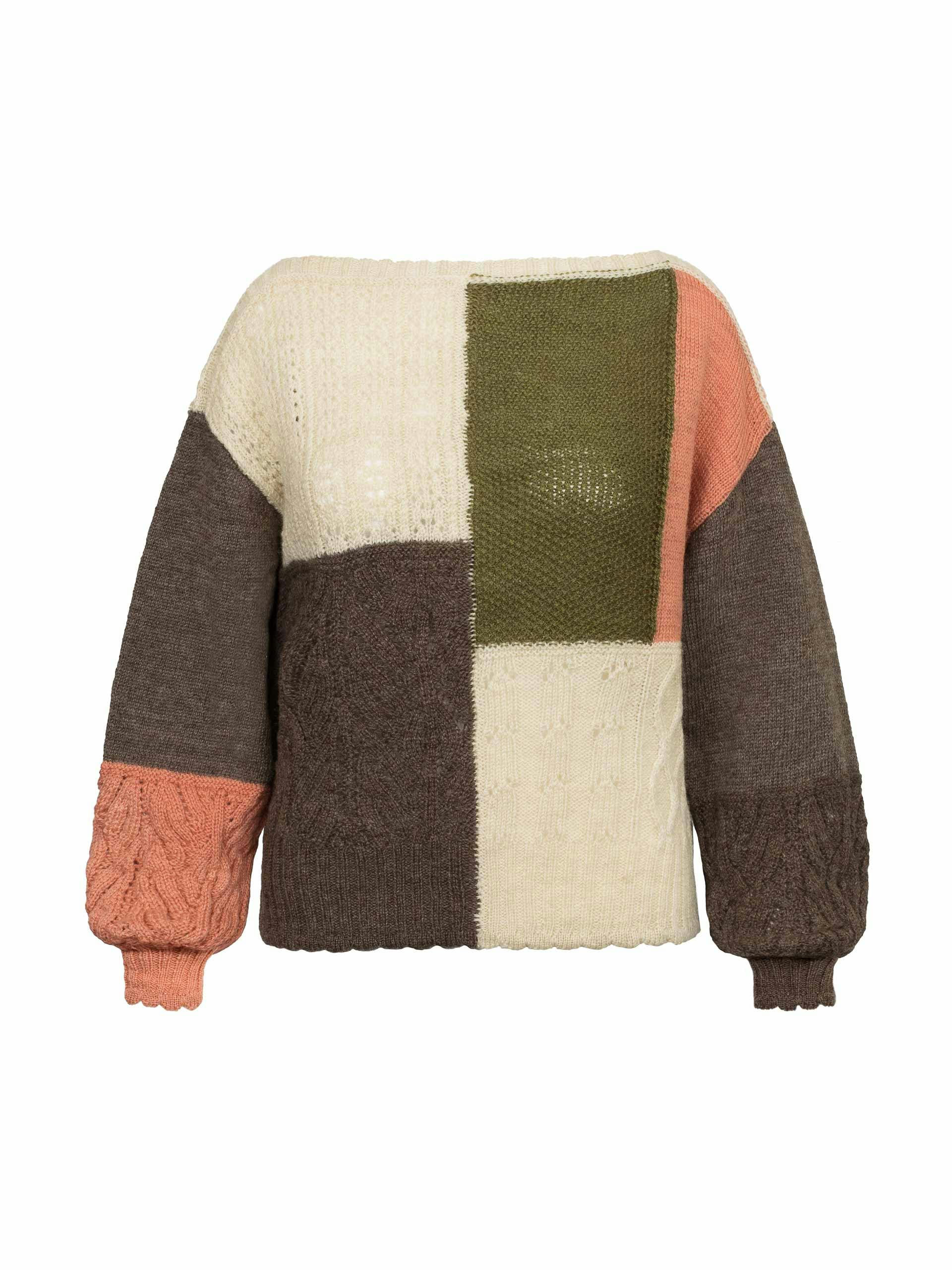 Freckleton patchwork knitted jumper