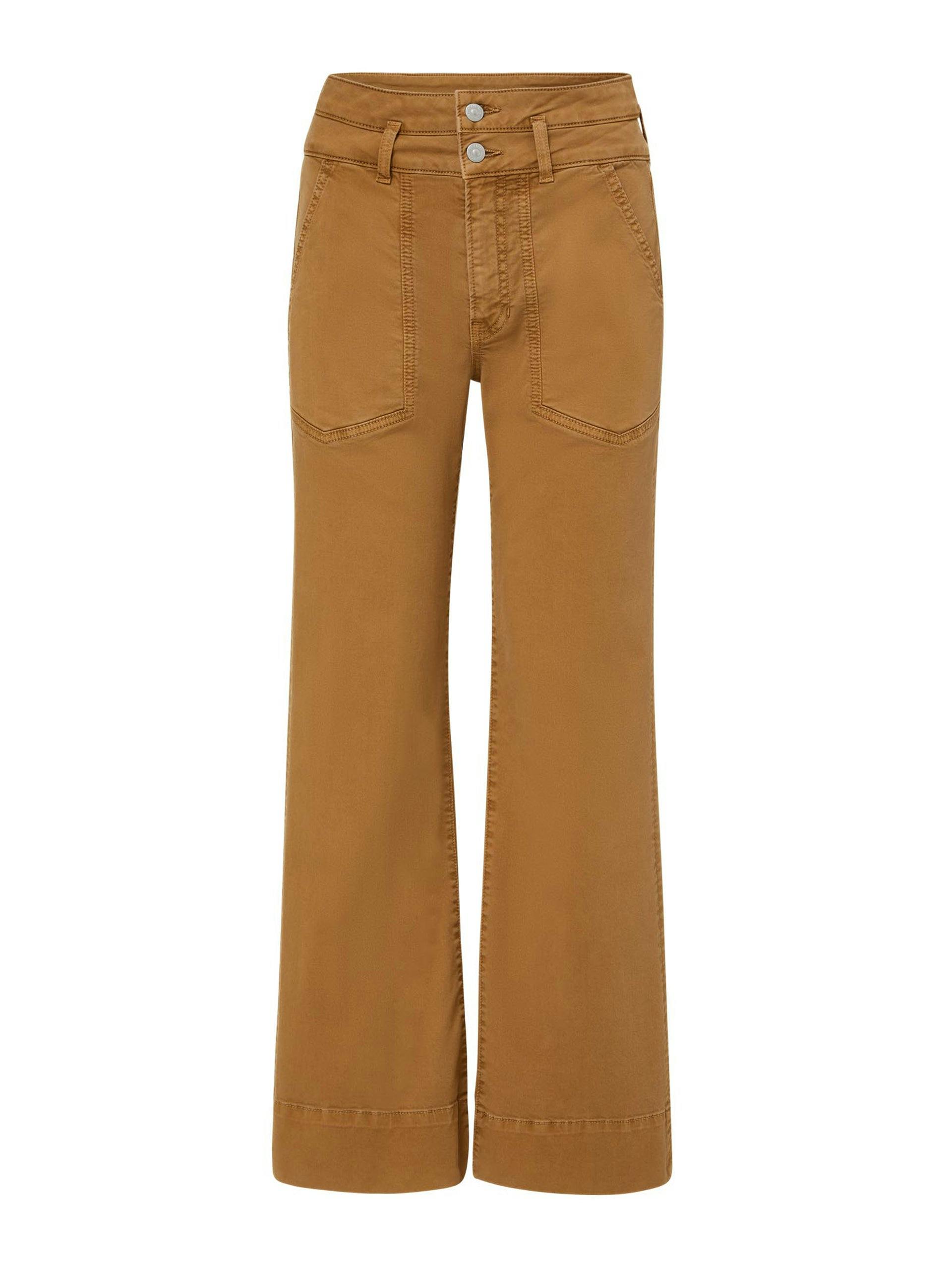 Dark beige high-waisted trousers
