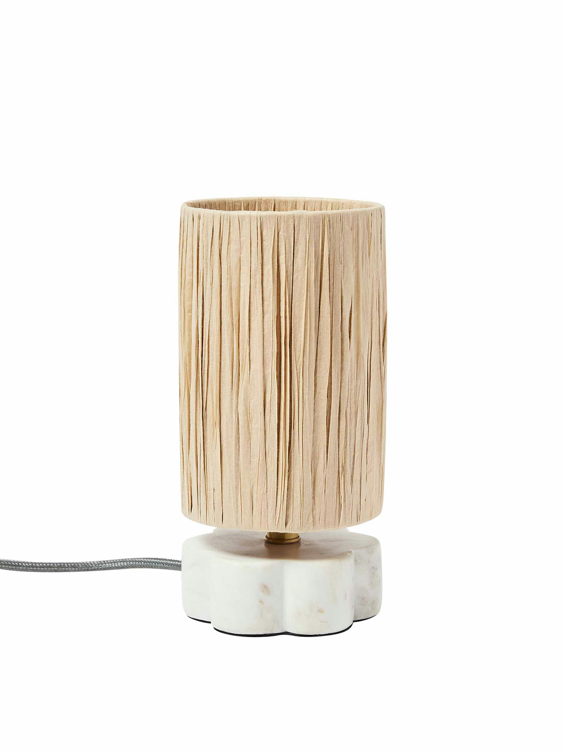 Scalloped marble and raffia table lamp