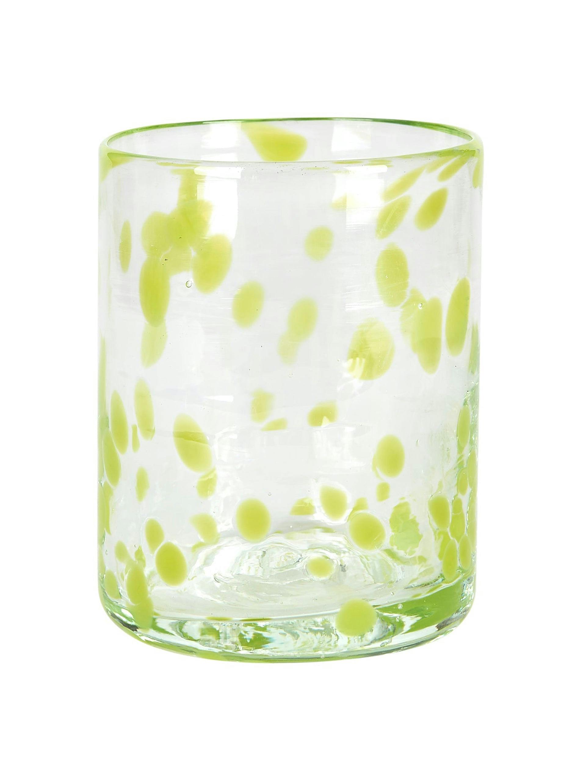 Lime green confetti Murano glass tumbler