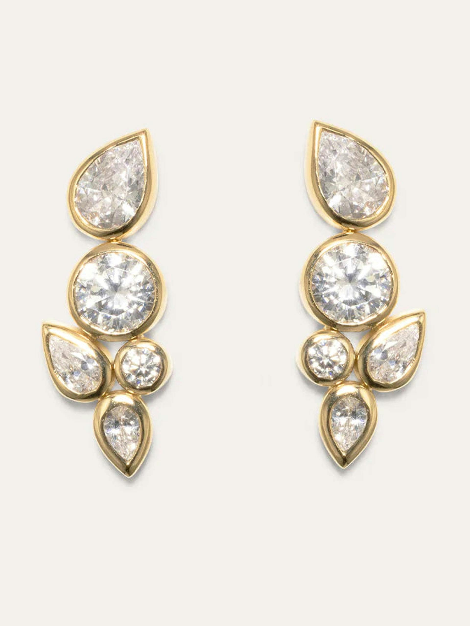 "Like Peas in a Pod" cubic zirconia and gold vermeil earrings