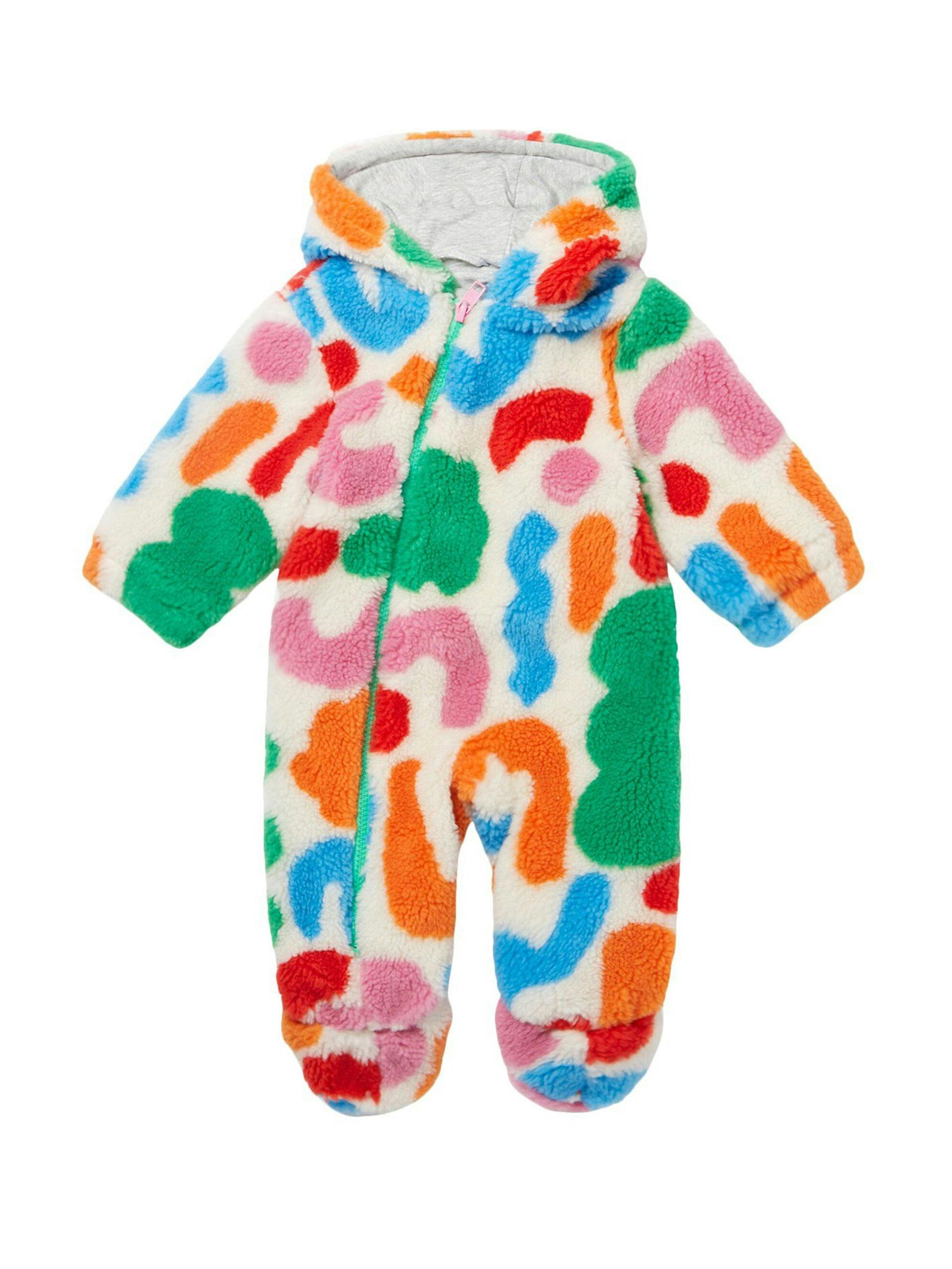 Multicolour teddy fleece overall