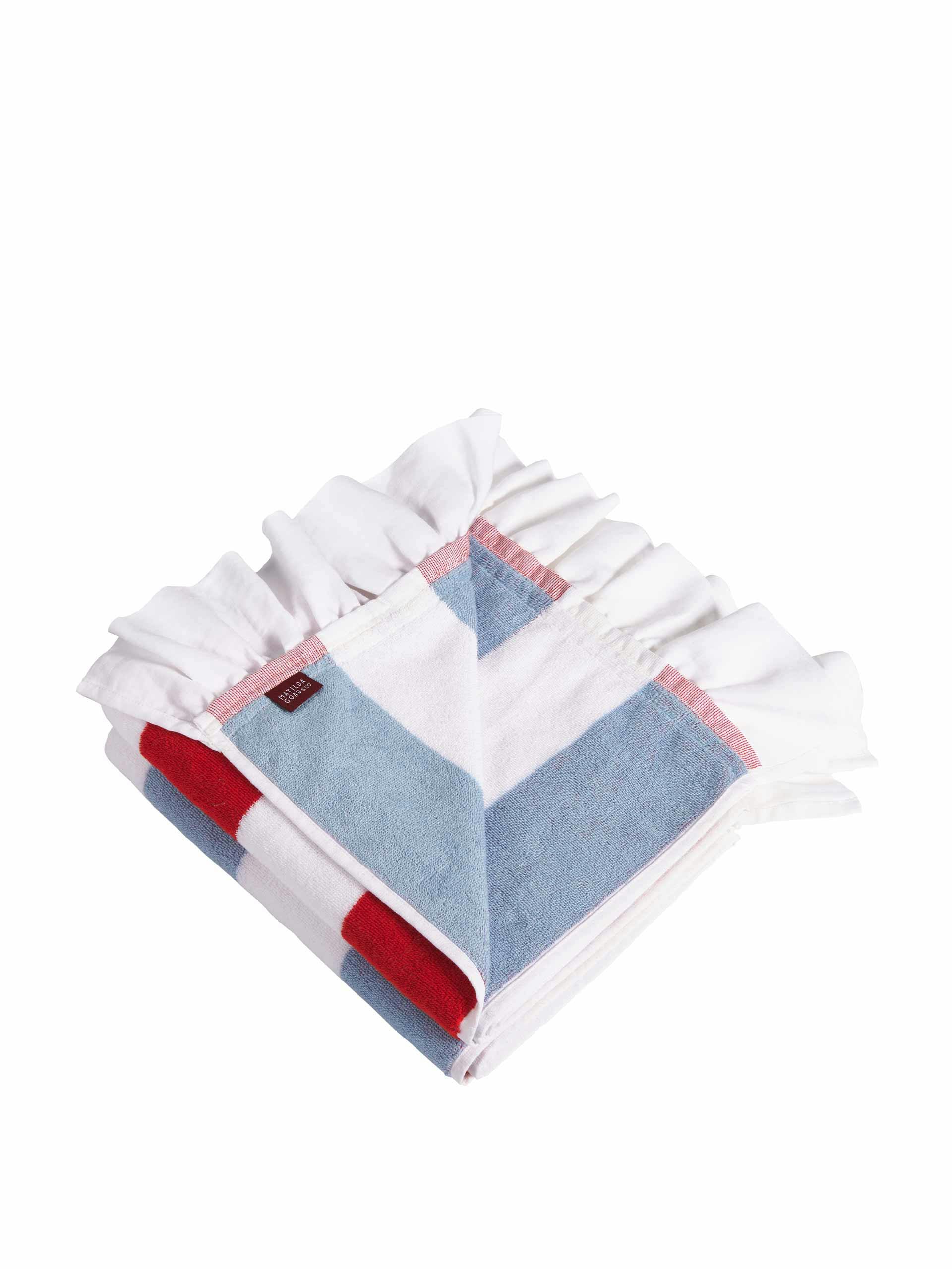 Reversible stripe frill towel