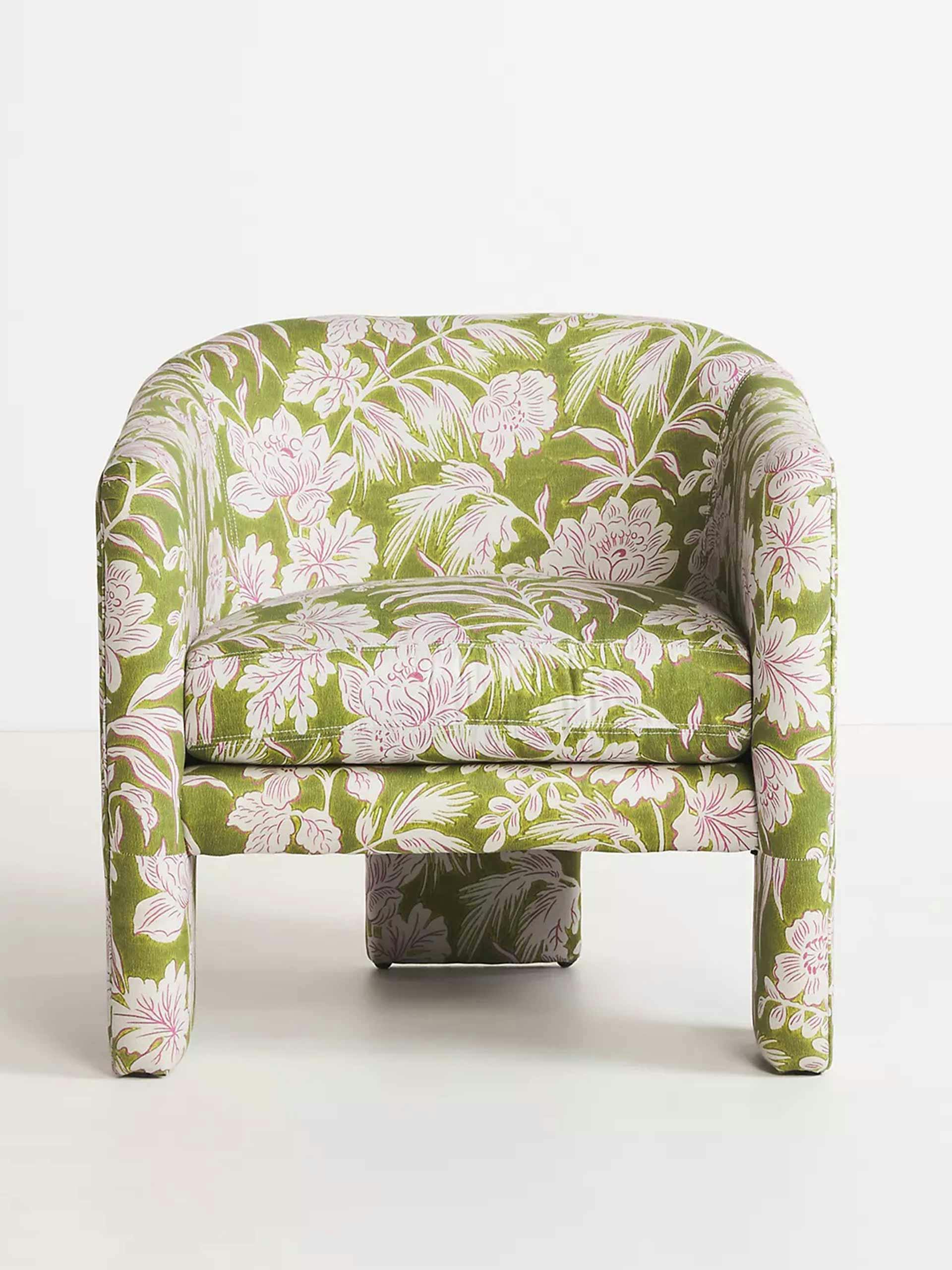 Floral print three-legged chair